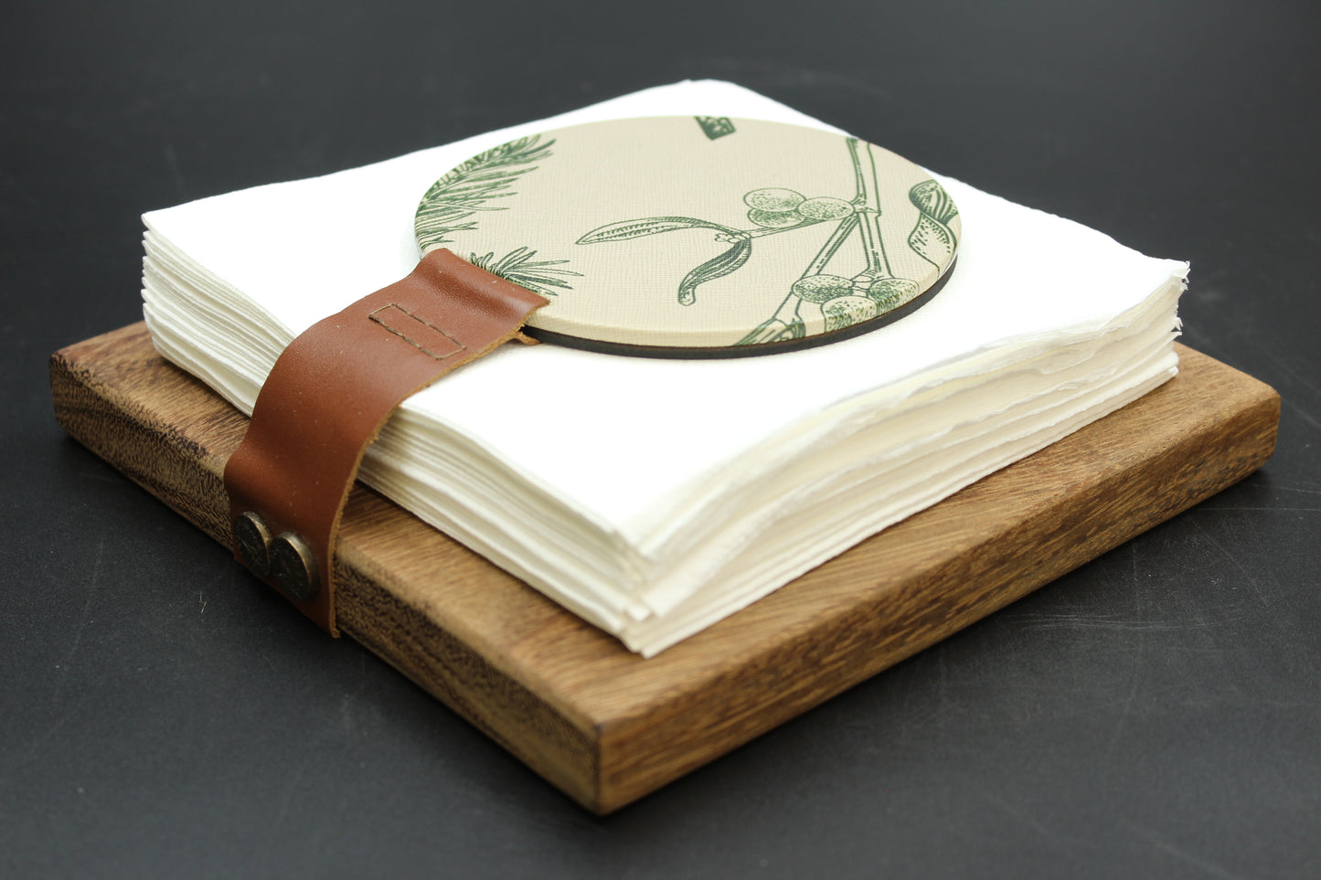 Green Floral Wood Napkin Holder