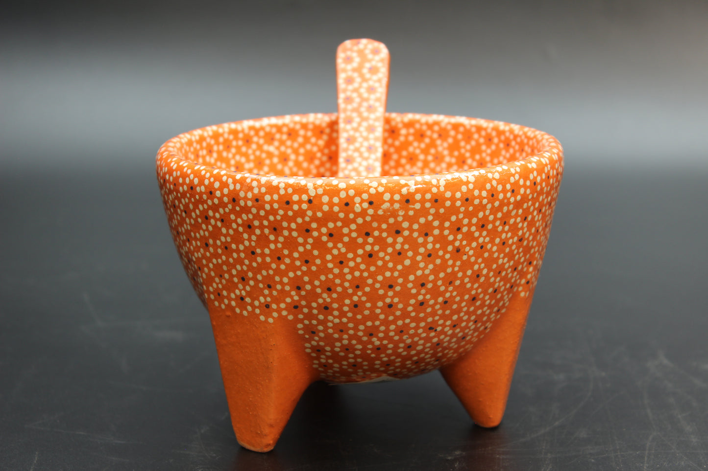 24oz Fire Orange Ceramic Salsa Bowl w/ Spoon