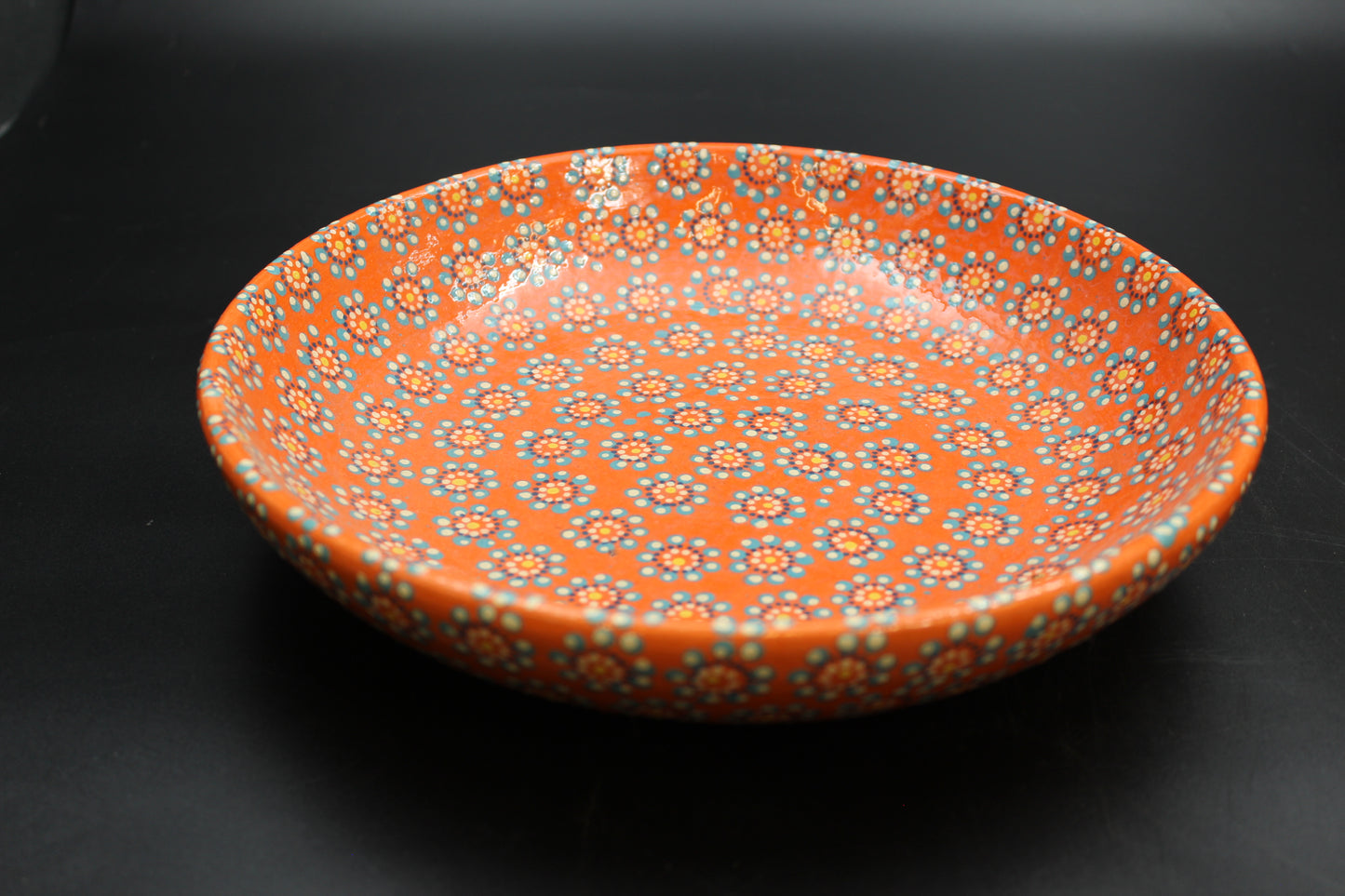 11" Fire Orange Ceramic Salad Bowl