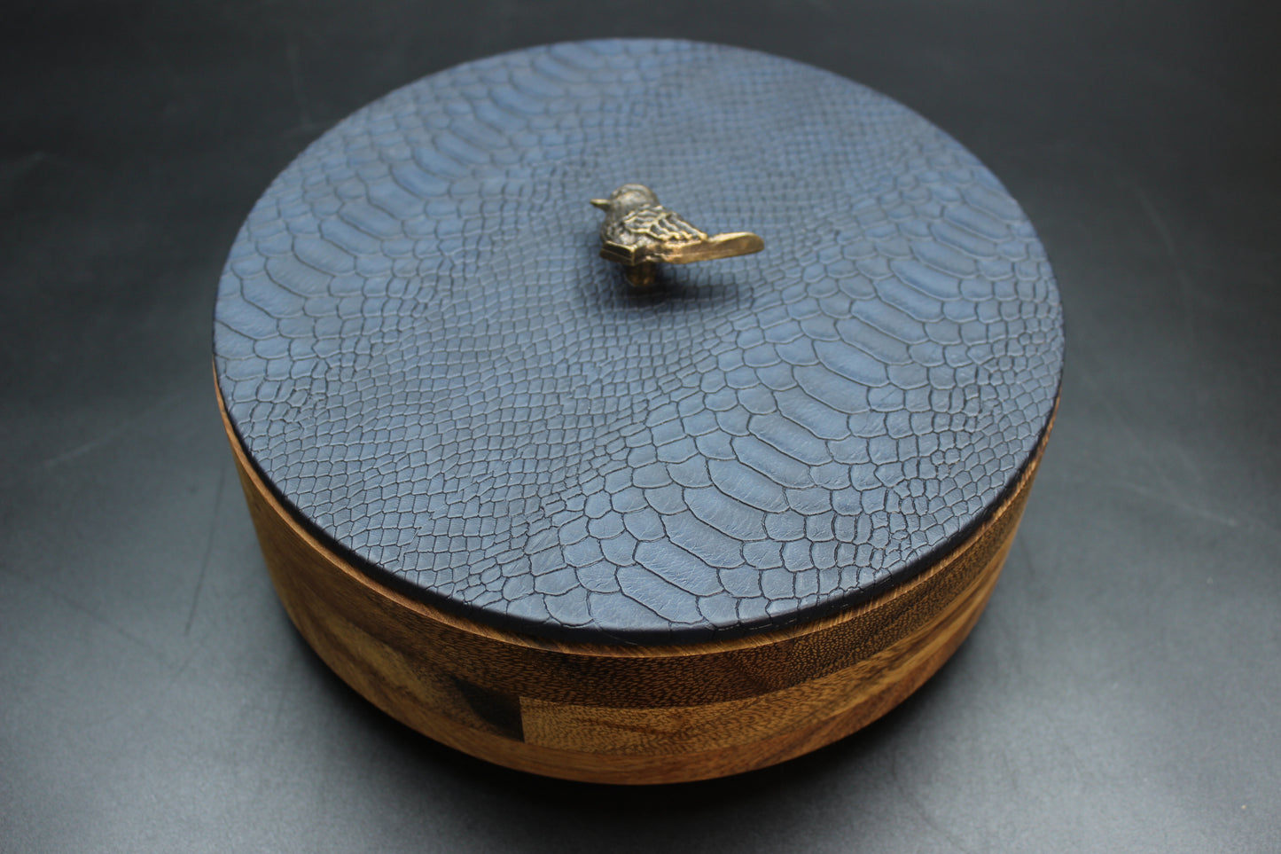 Blue Snakeskin & Bird Wooden Tortilla Holder