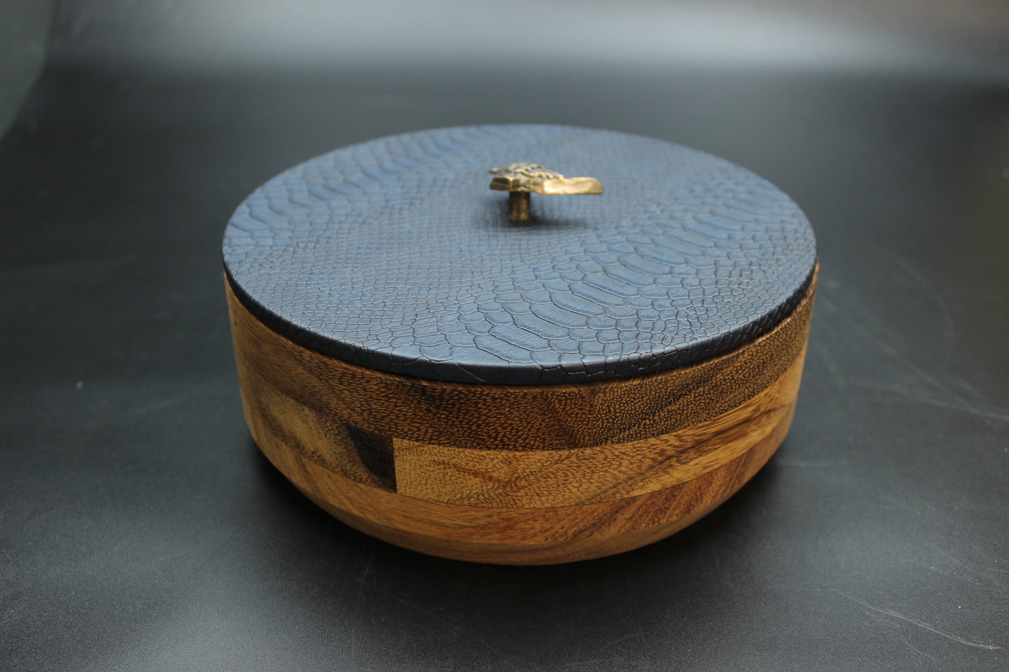 Blue Snakeskin & Bird Wooden Tortilla Holder