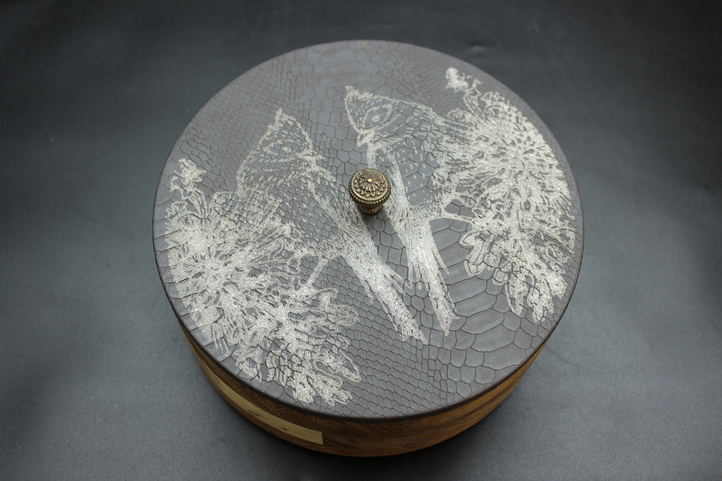 Grey Snakeskin & Birds Wooden Tortilla Holders