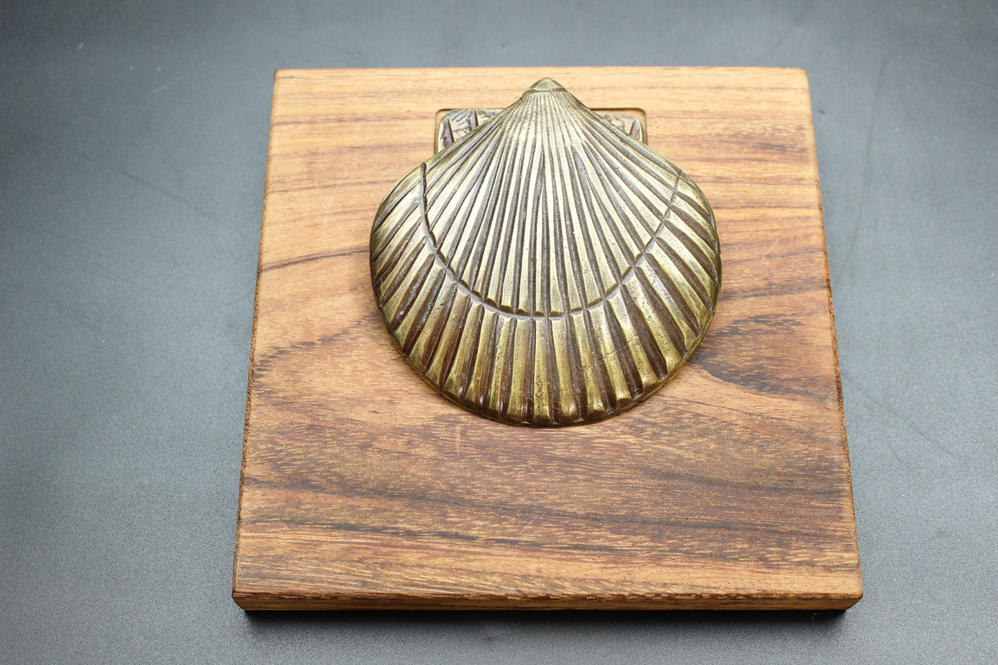 Brass Clam Wood Napkin Holder