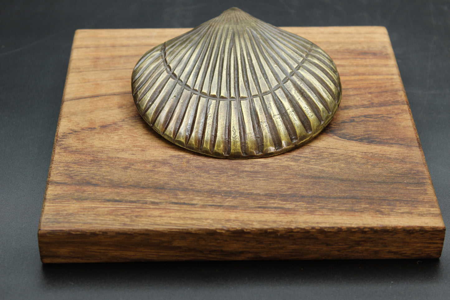 Brass Clam Wood Napkin Holder