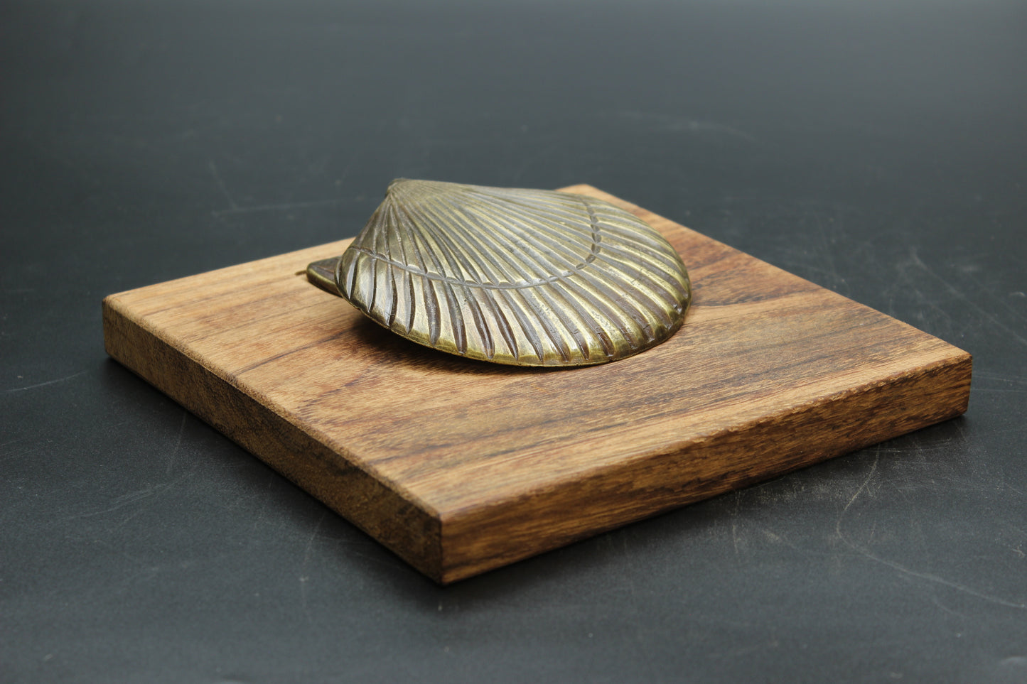 Brass Clam Wood Napkin Holder