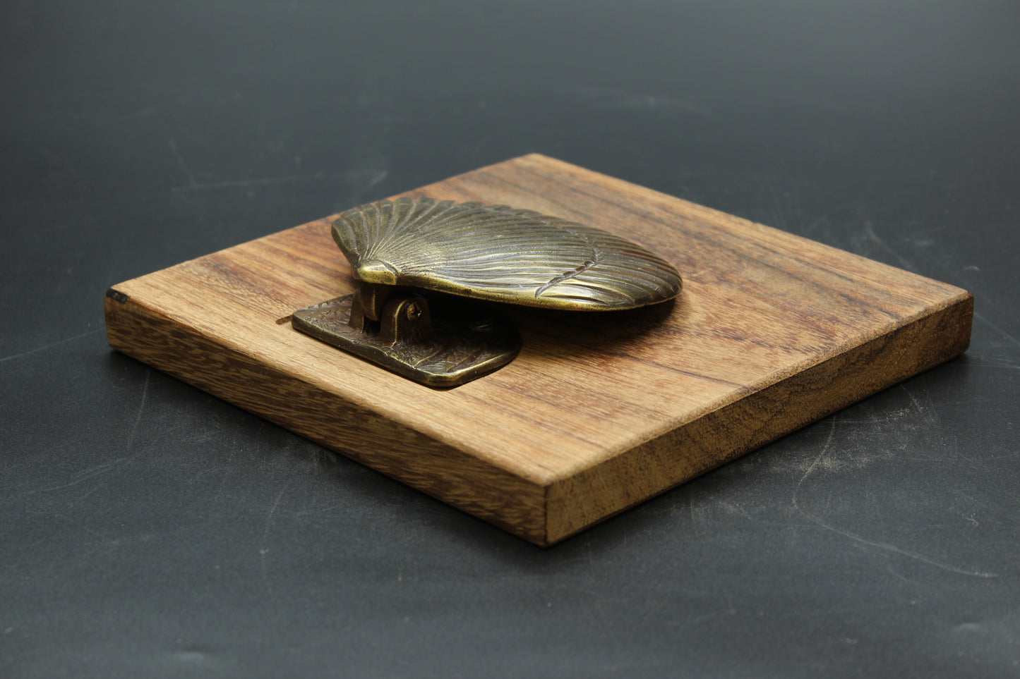Brass Clam Wood Napkin Holder