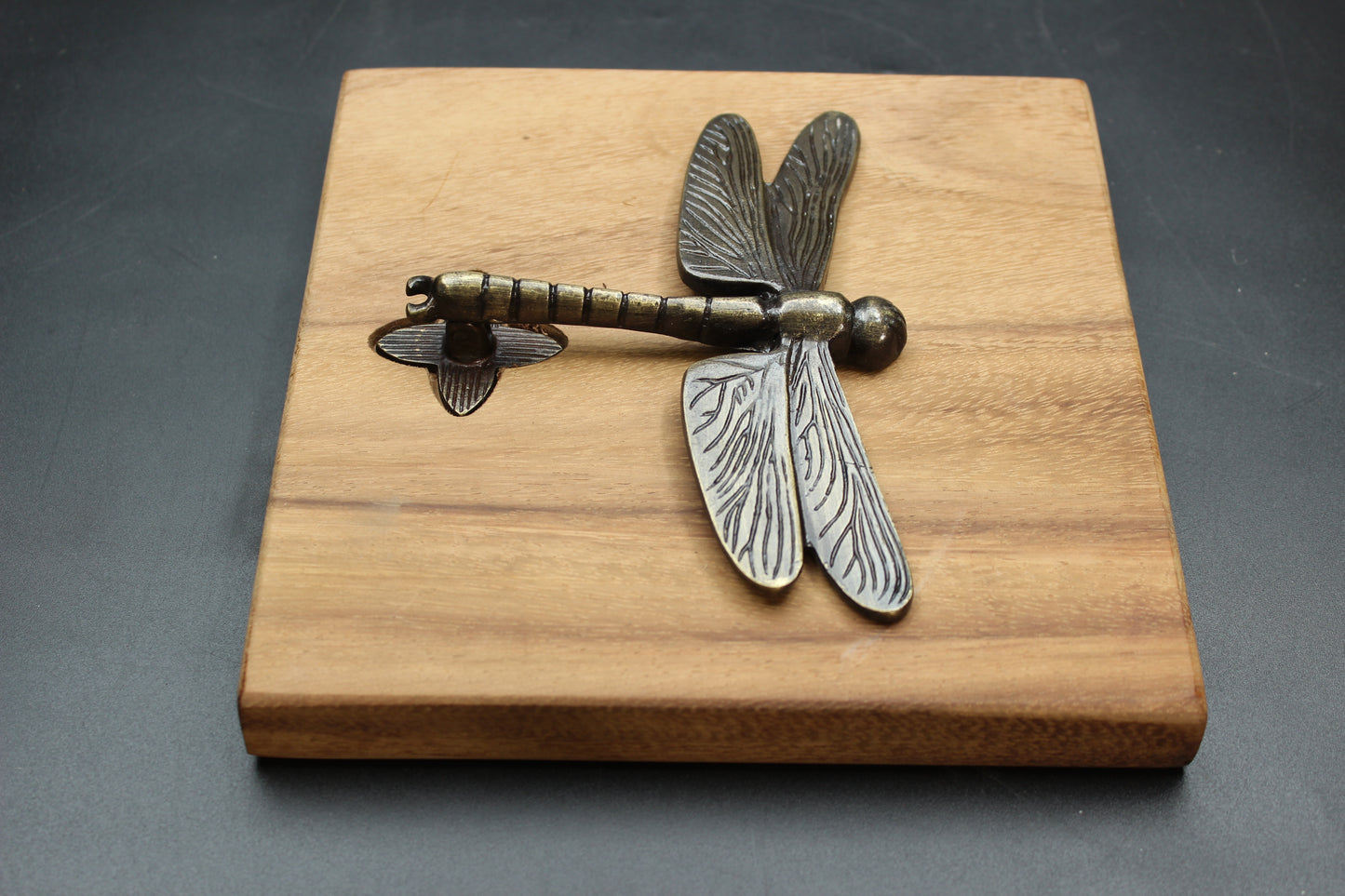Brass Dragonfly Wood Napkin Holder