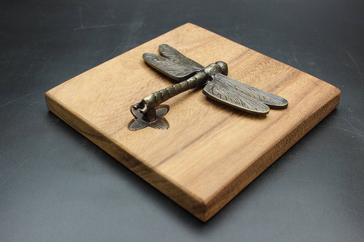 Brass Dragonfly Wood Napkin Holder