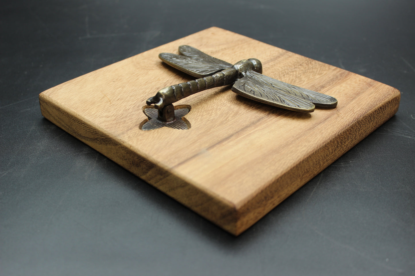 Brass Dragonfly Wood Napkin Holder