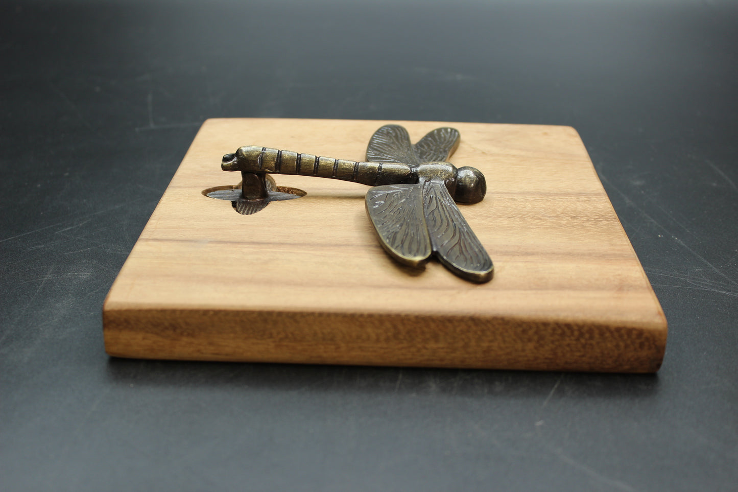 Brass Dragonfly Wood Napkin Holder
