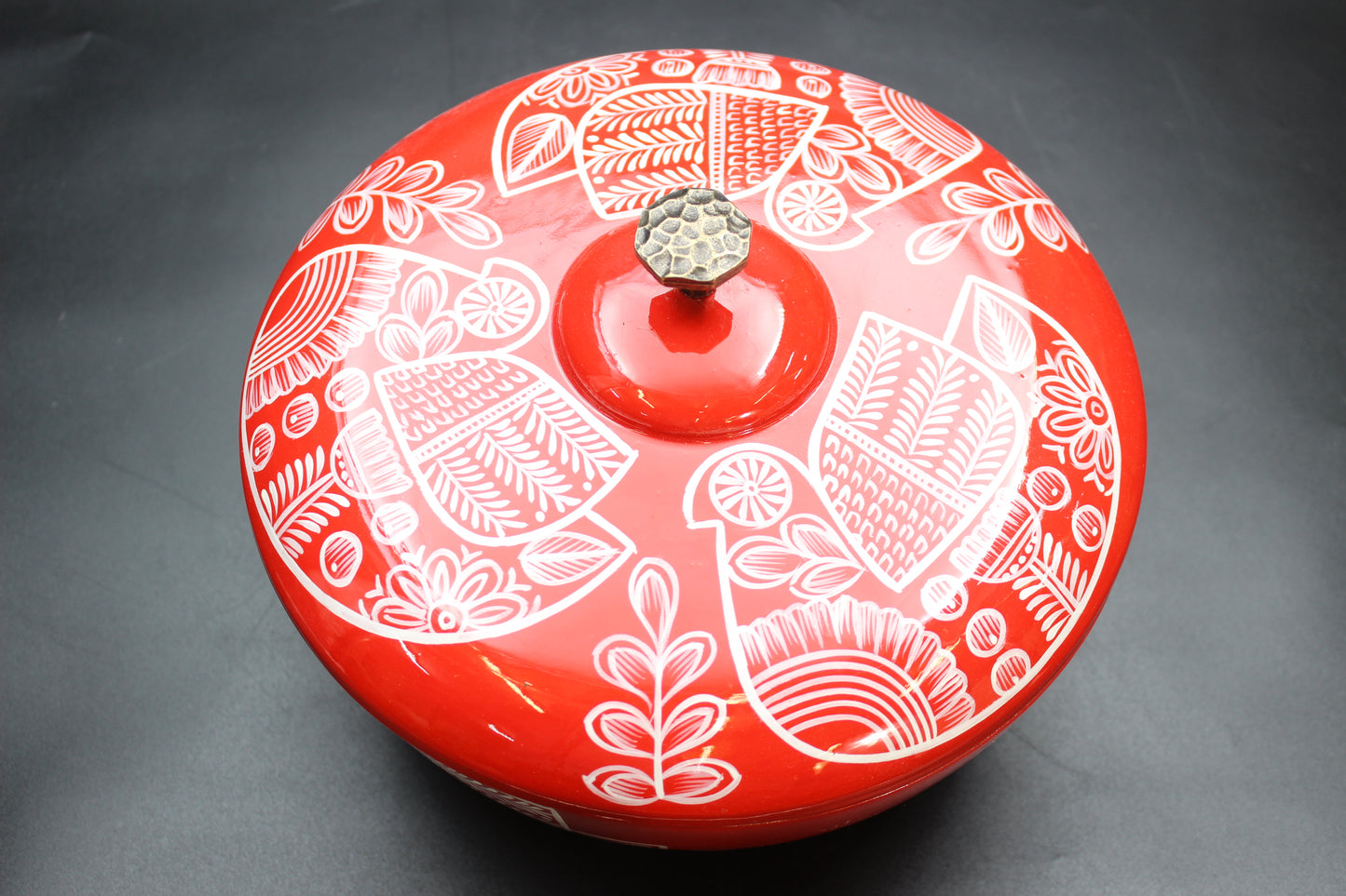 Red Handmade Tortilla Holder w/ Metal Handle