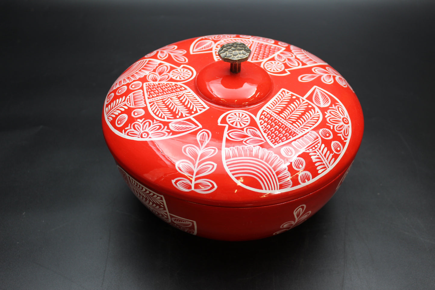 Red Handmade Tortilla Holder w/ Metal Handle