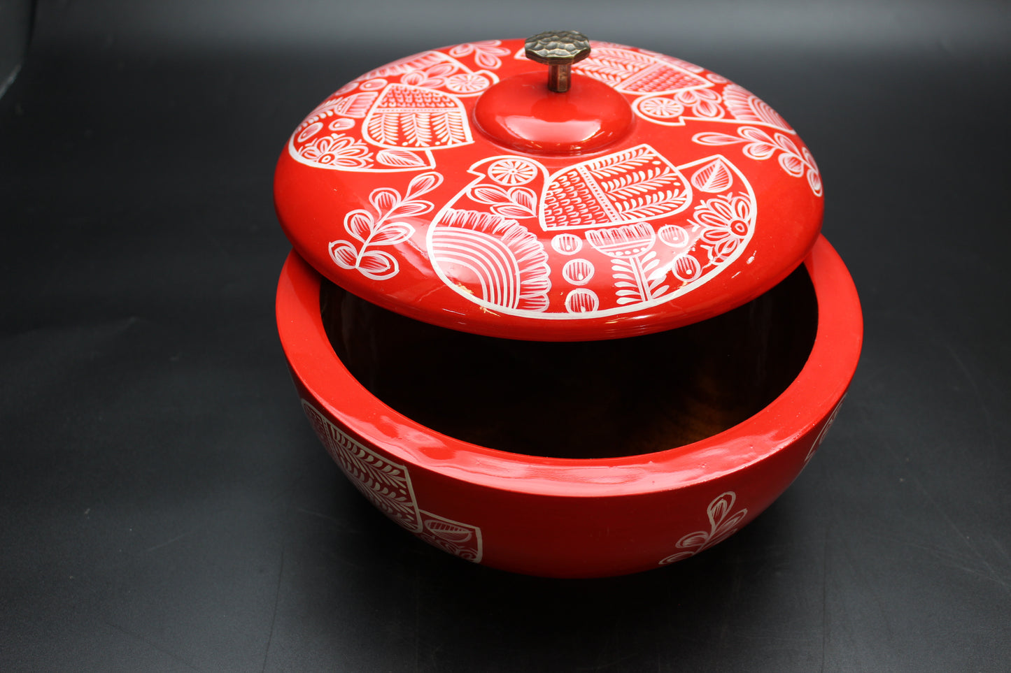 Red Handmade Tortilla Holder w/ Metal Handle