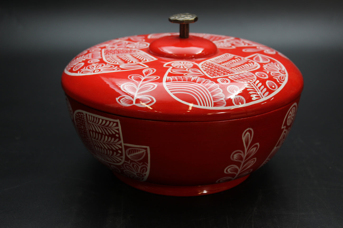 Red Handmade Tortilla Holder w/ Metal Handle