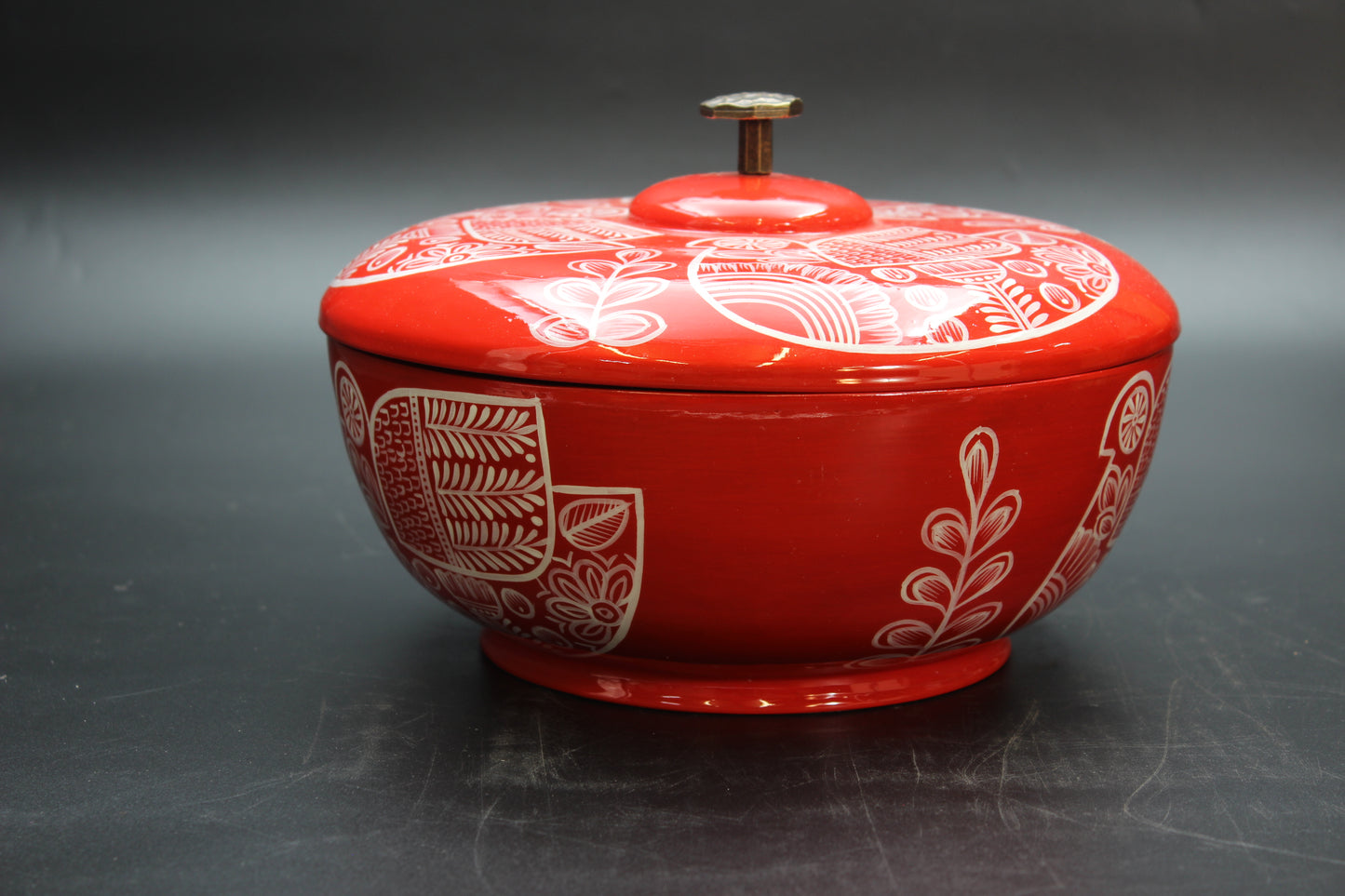 Red Handmade Tortilla Holder w/ Metal Handle