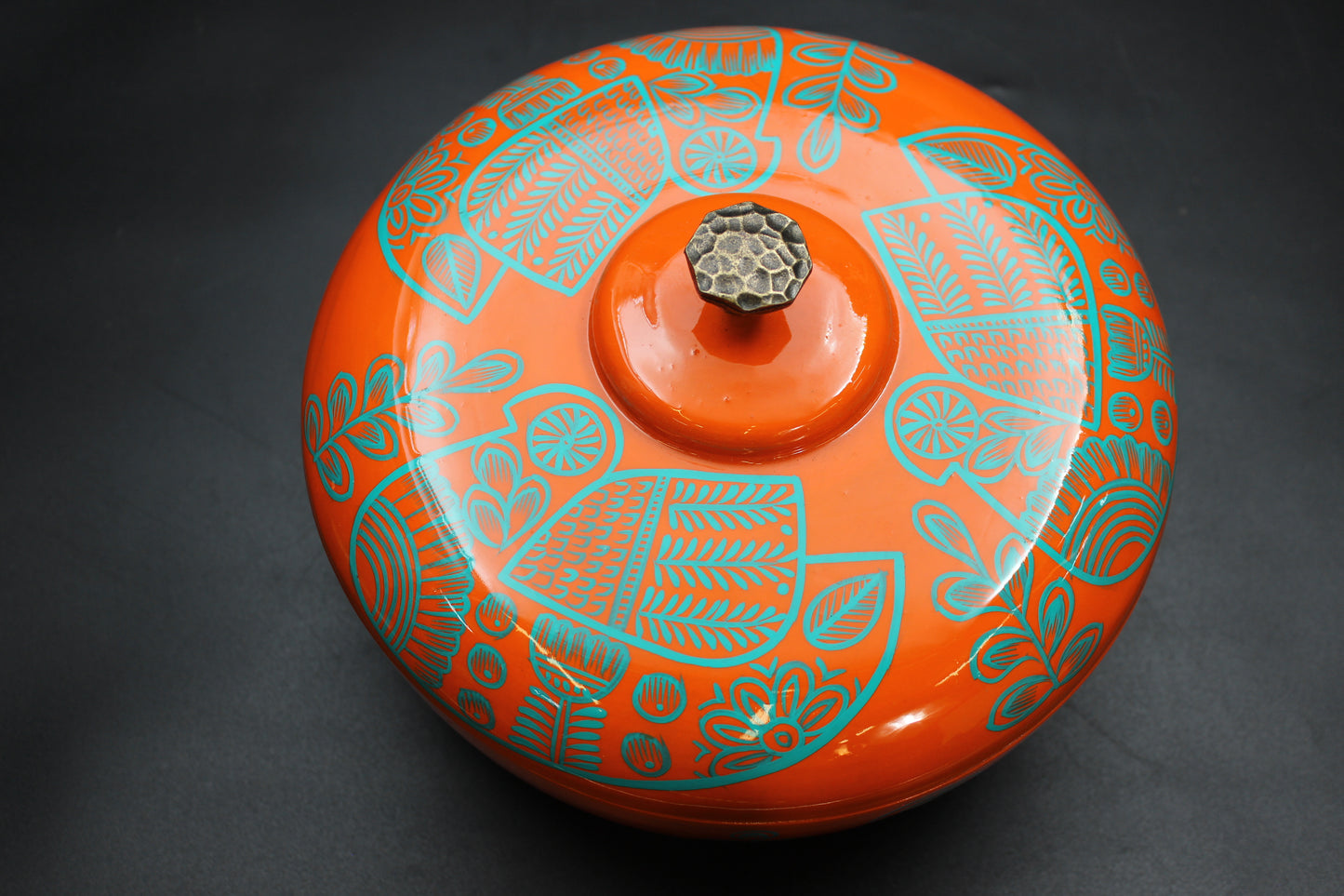 Orange Handmade Tortilla Holder w/ Metal Handle