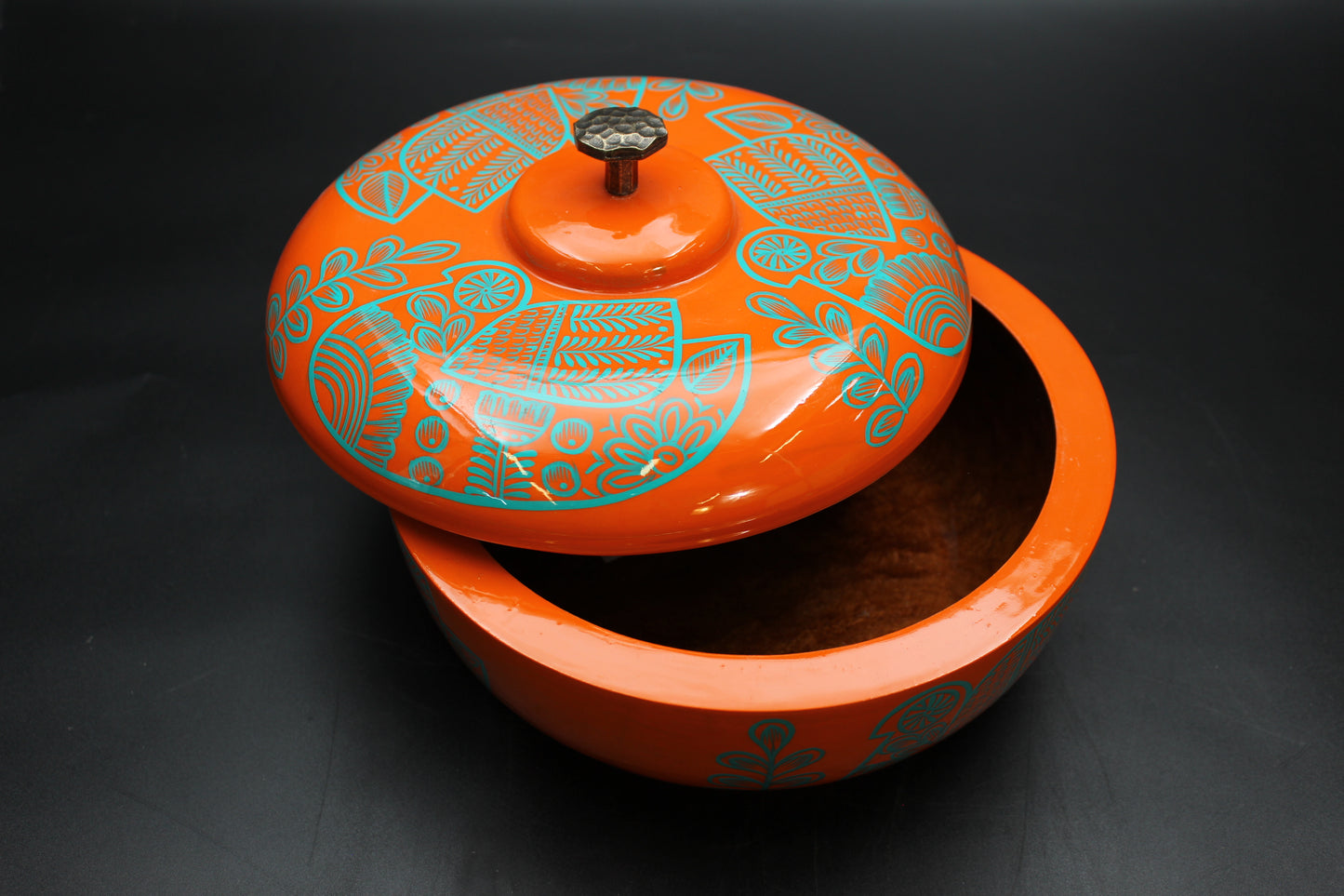 Orange Handmade Tortilla Holder w/ Metal Handle