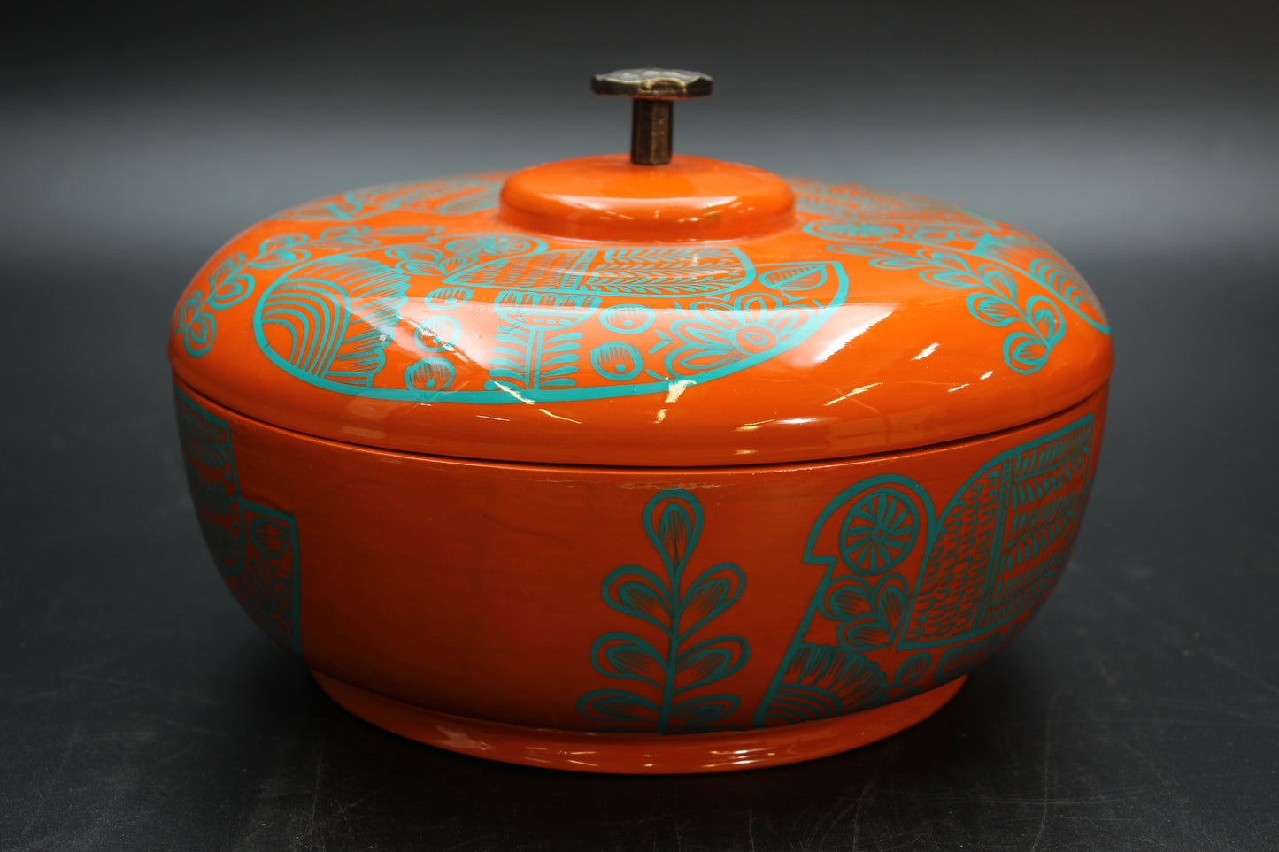 Orange Handmade Tortilla Holder w/ Metal Handle