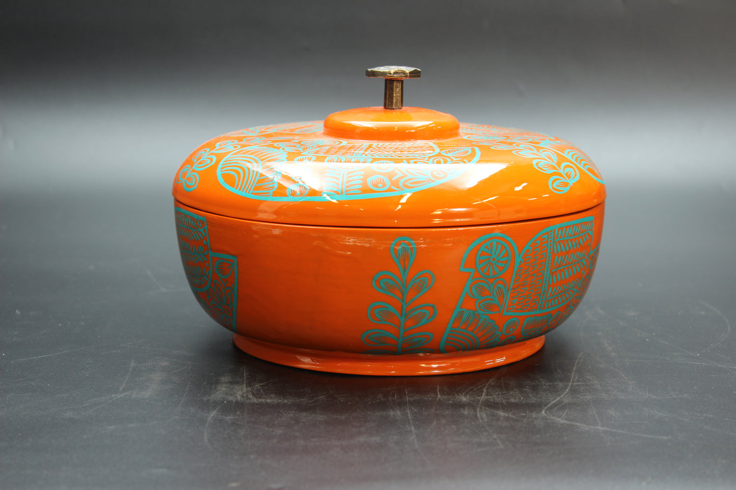 Orange Handmade Tortilla Holder w/ Metal Handle