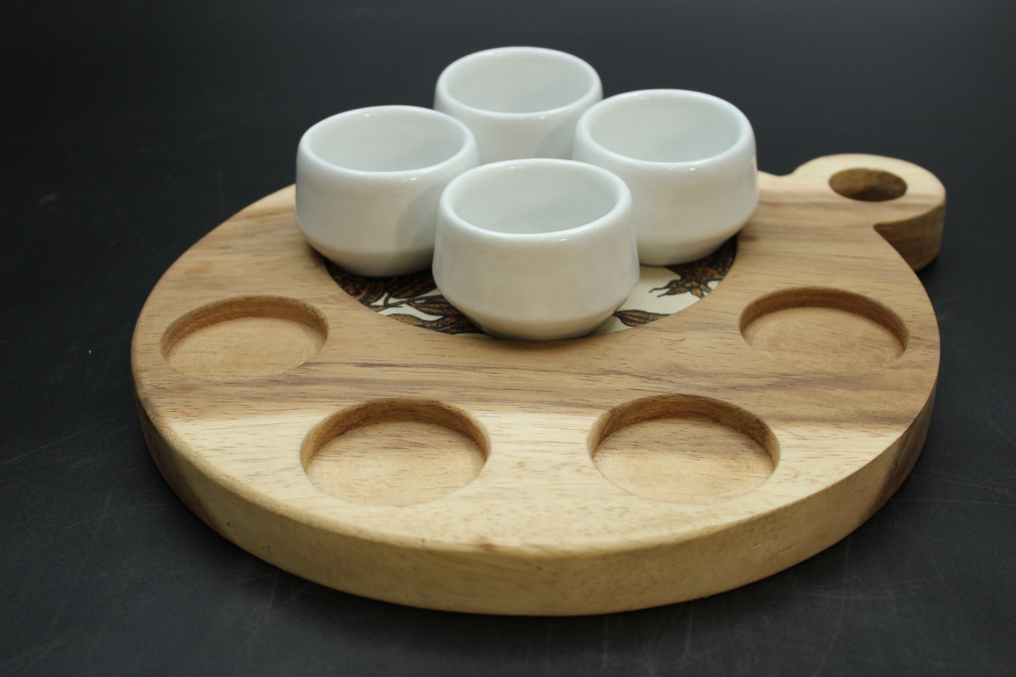 White Mezcalero and Pomegranate Wood Tray Set (Set of 4)
