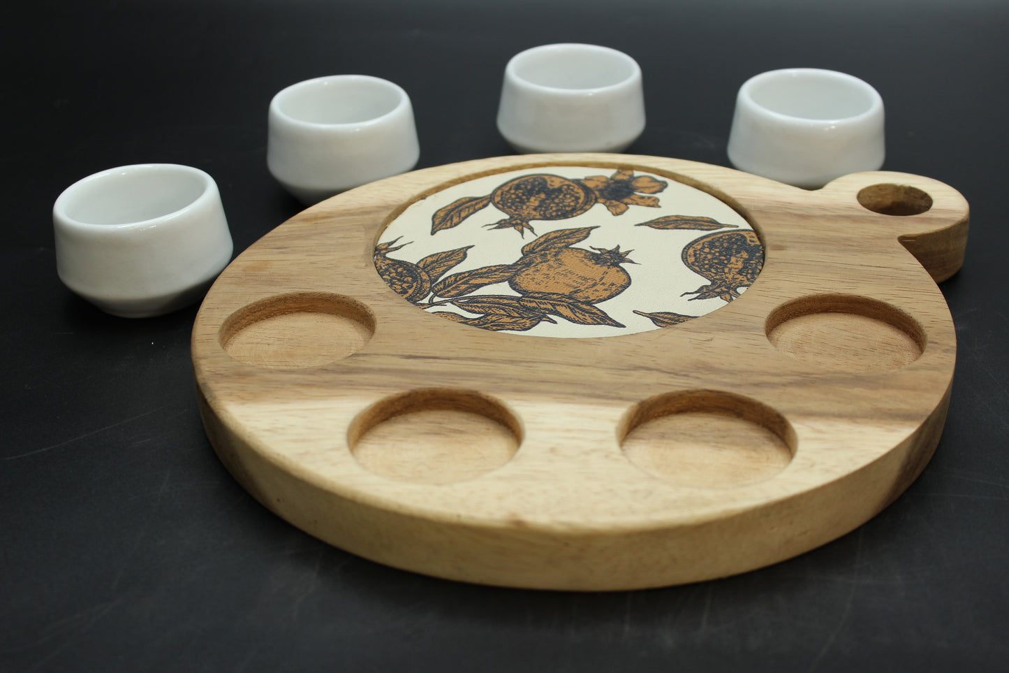 White Mezcalero and Pomegranate Wood Tray Set (Set of 4)