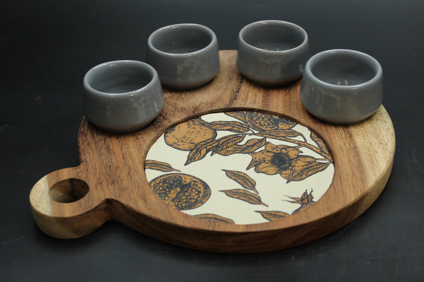Grey Mezcalero and Pomegranate Wood Tray Set (Set of 4)