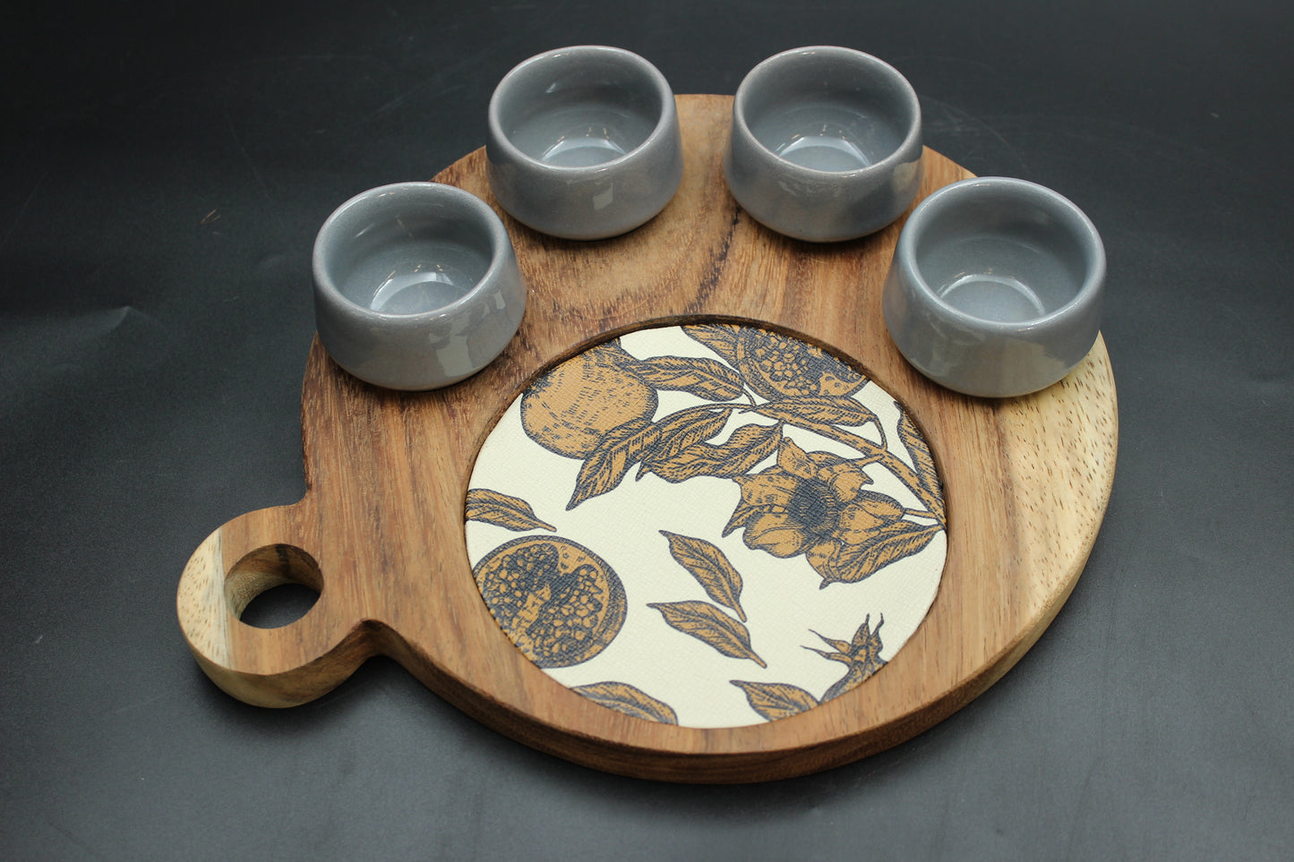 Grey Mezcalero and Pomegranate Wood Tray Set (Set of 4)
