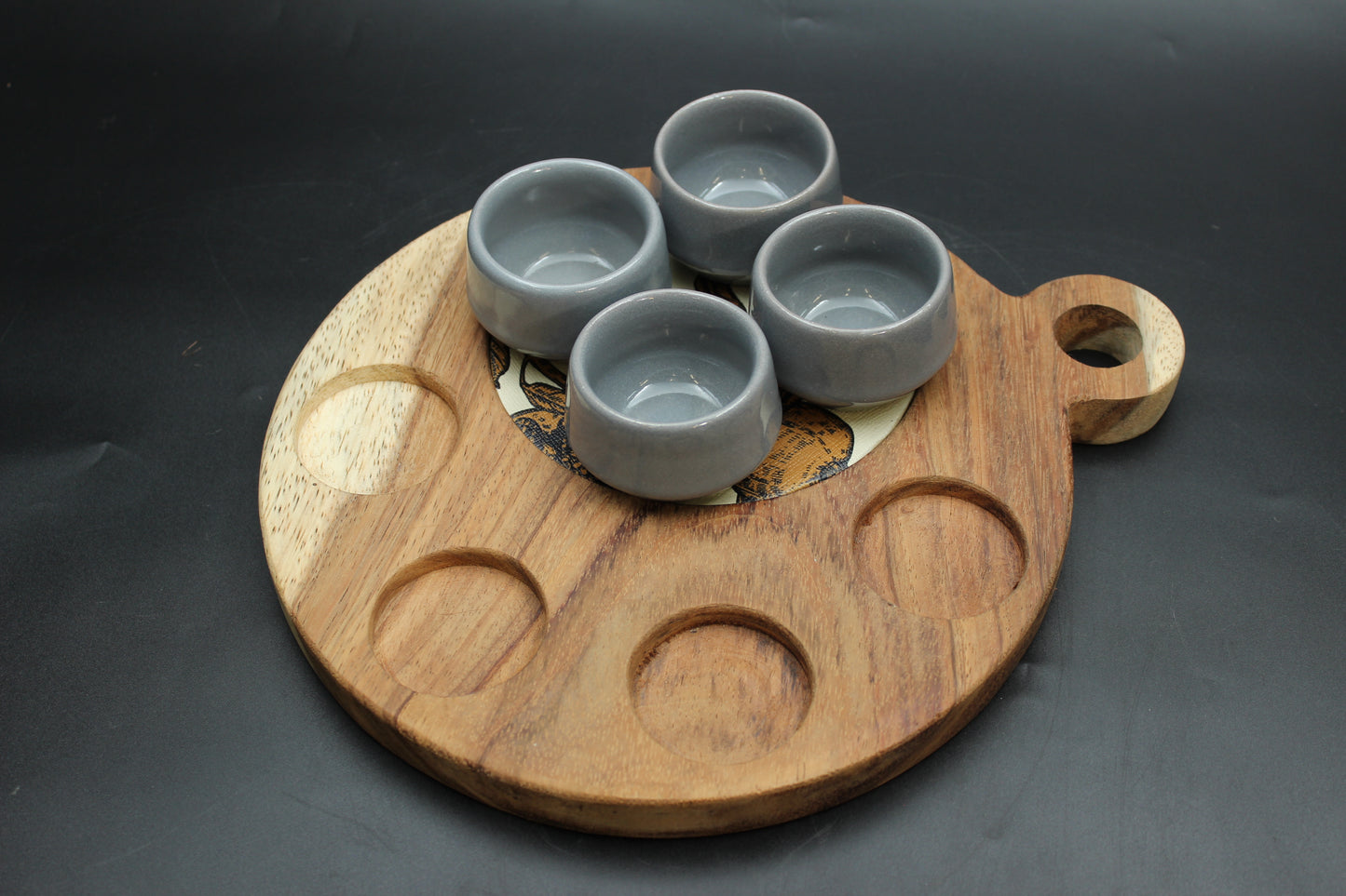Grey Mezcalero and Pomegranate Wood Tray Set (Set of 4)