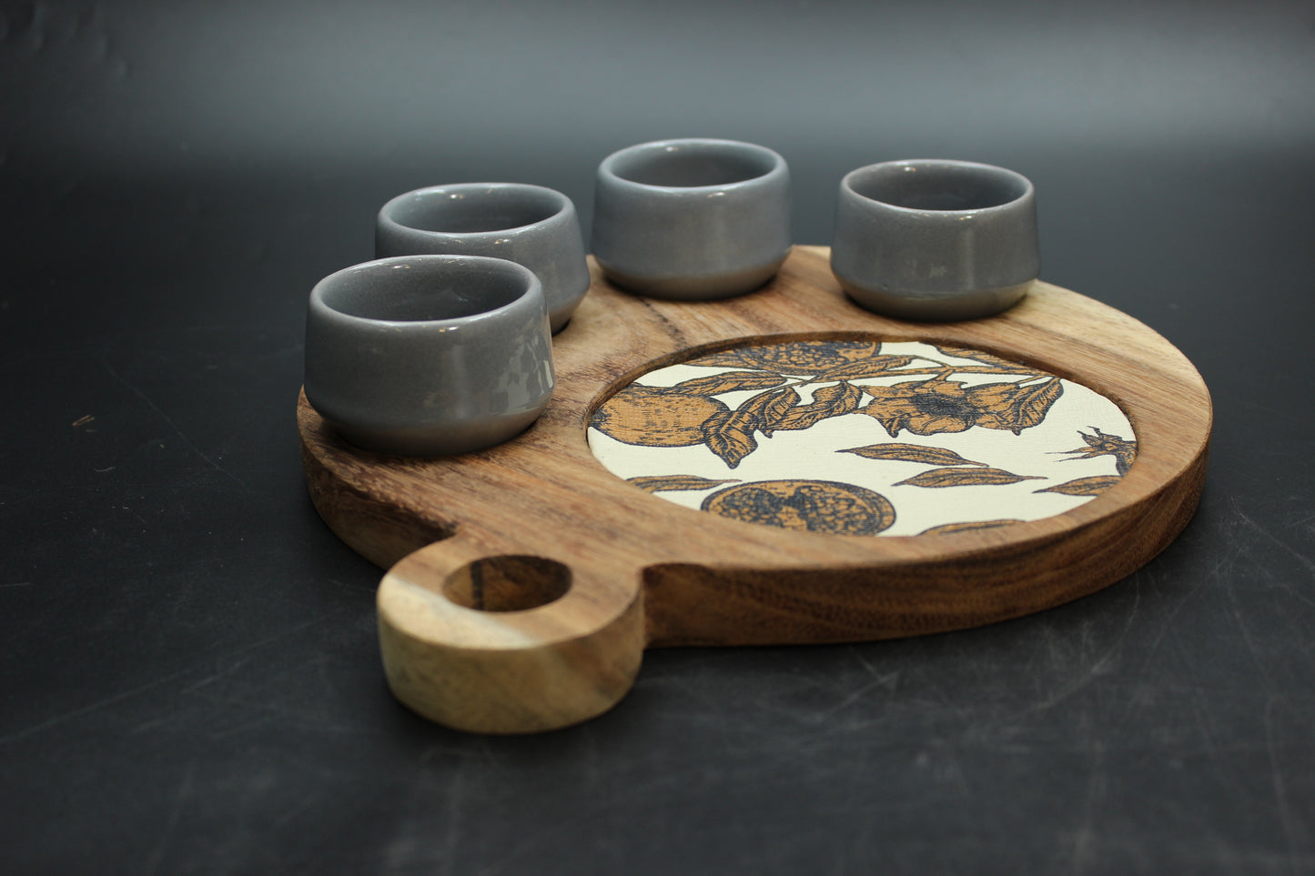 Grey Mezcalero and Pomegranate Wood Tray Set (Set of 4)