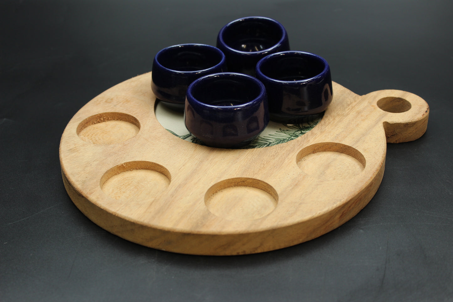 Blue Mezcalero and Floral Wood Tray Set (Set of 4)