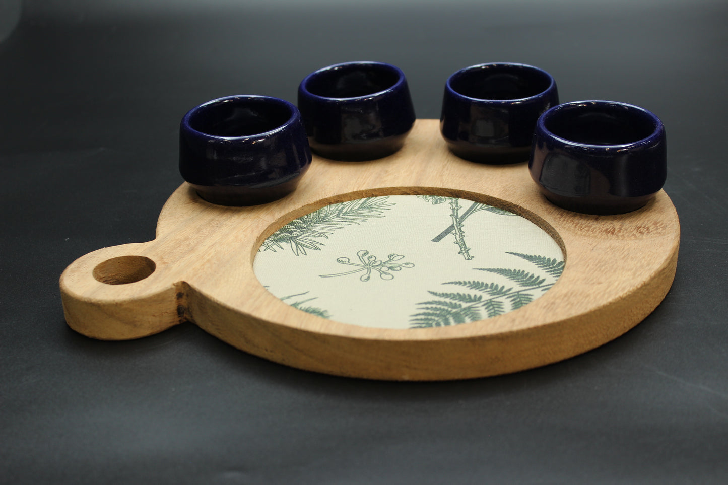 Blue Mezcalero and Floral Wood Tray Set (Set of 4)