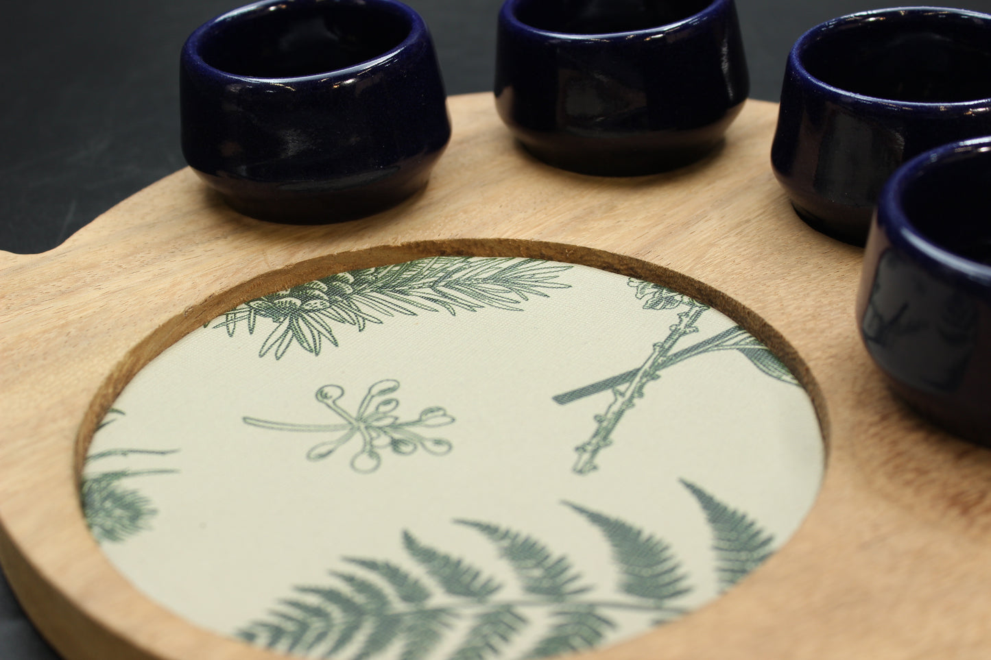 Blue Mezcalero and Floral Wood Tray Set (Set of 4)