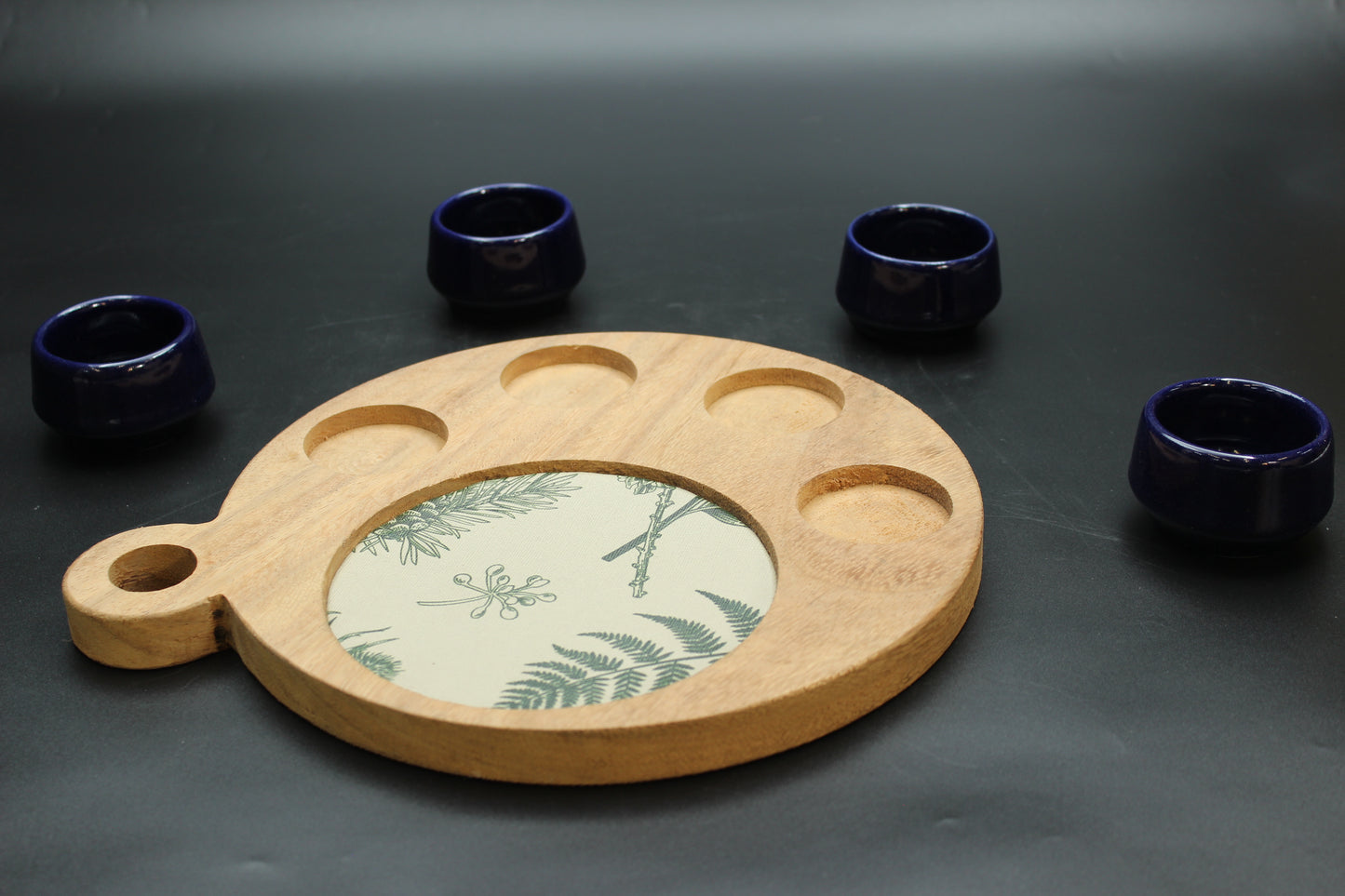 Blue Mezcalero and Floral Wood Tray Set (Set of 4)