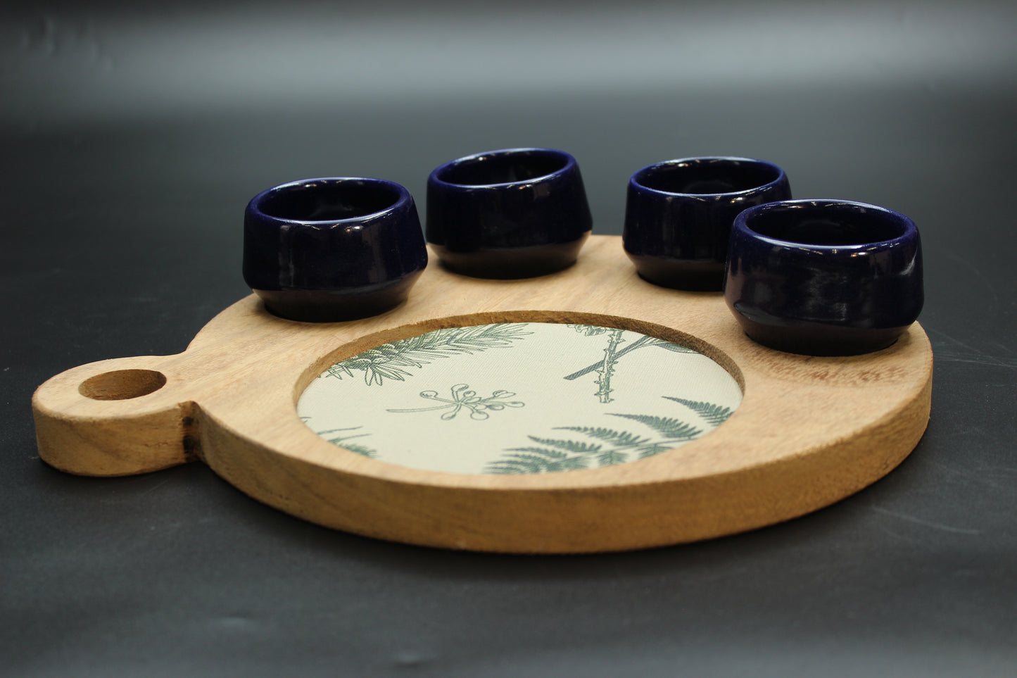 Blue Mezcalero and Floral Wood Tray Set (Set of 4)