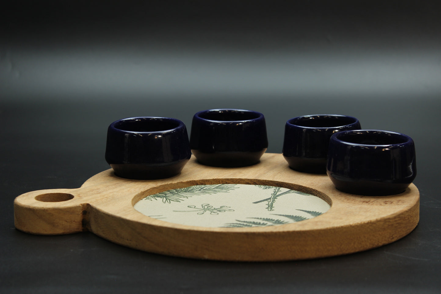 Blue Mezcalero and Floral Wood Tray Set (Set of 4)