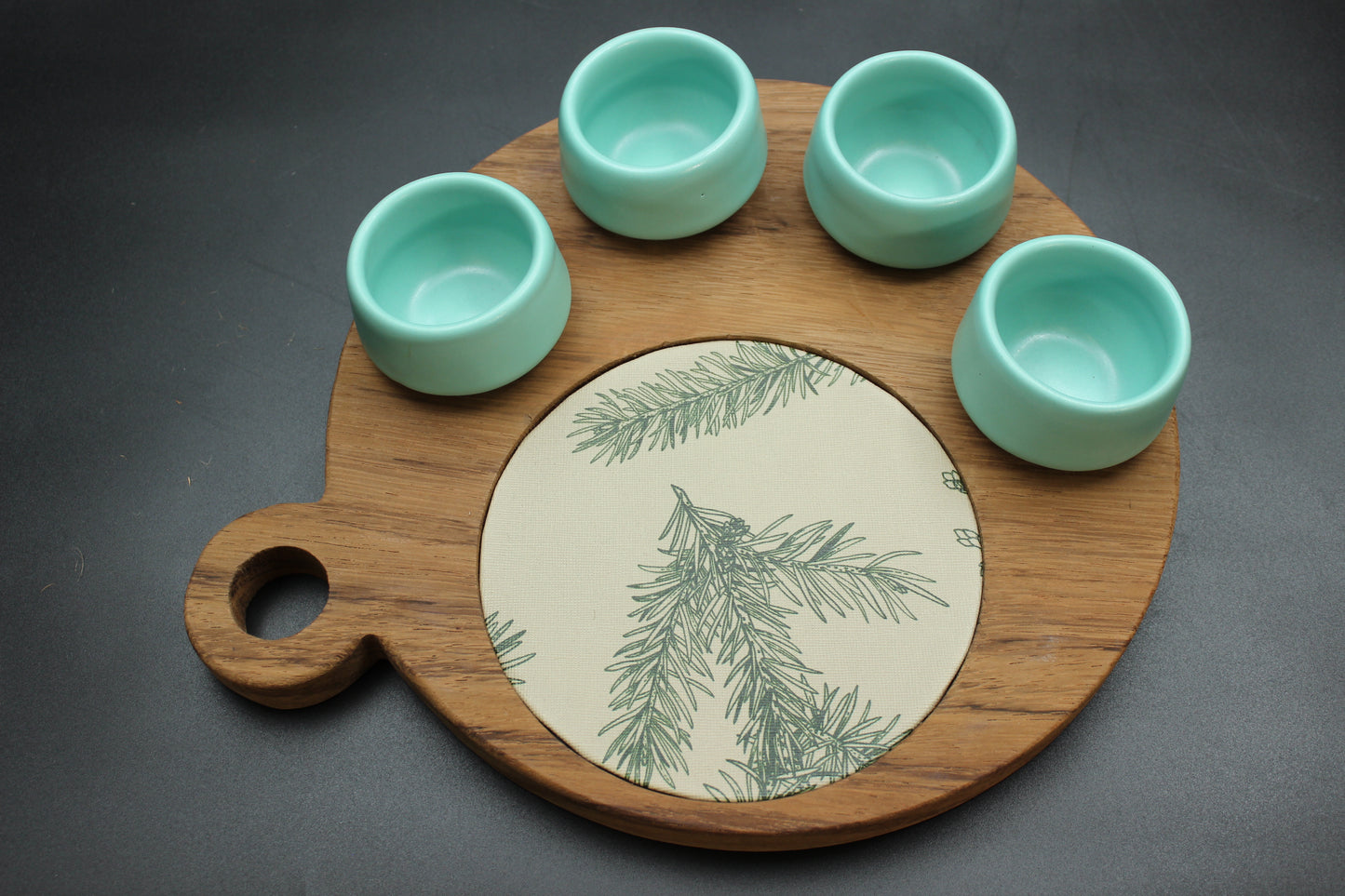 Teal Mezcalero and Floral Wood Tray Set (Set of 4)