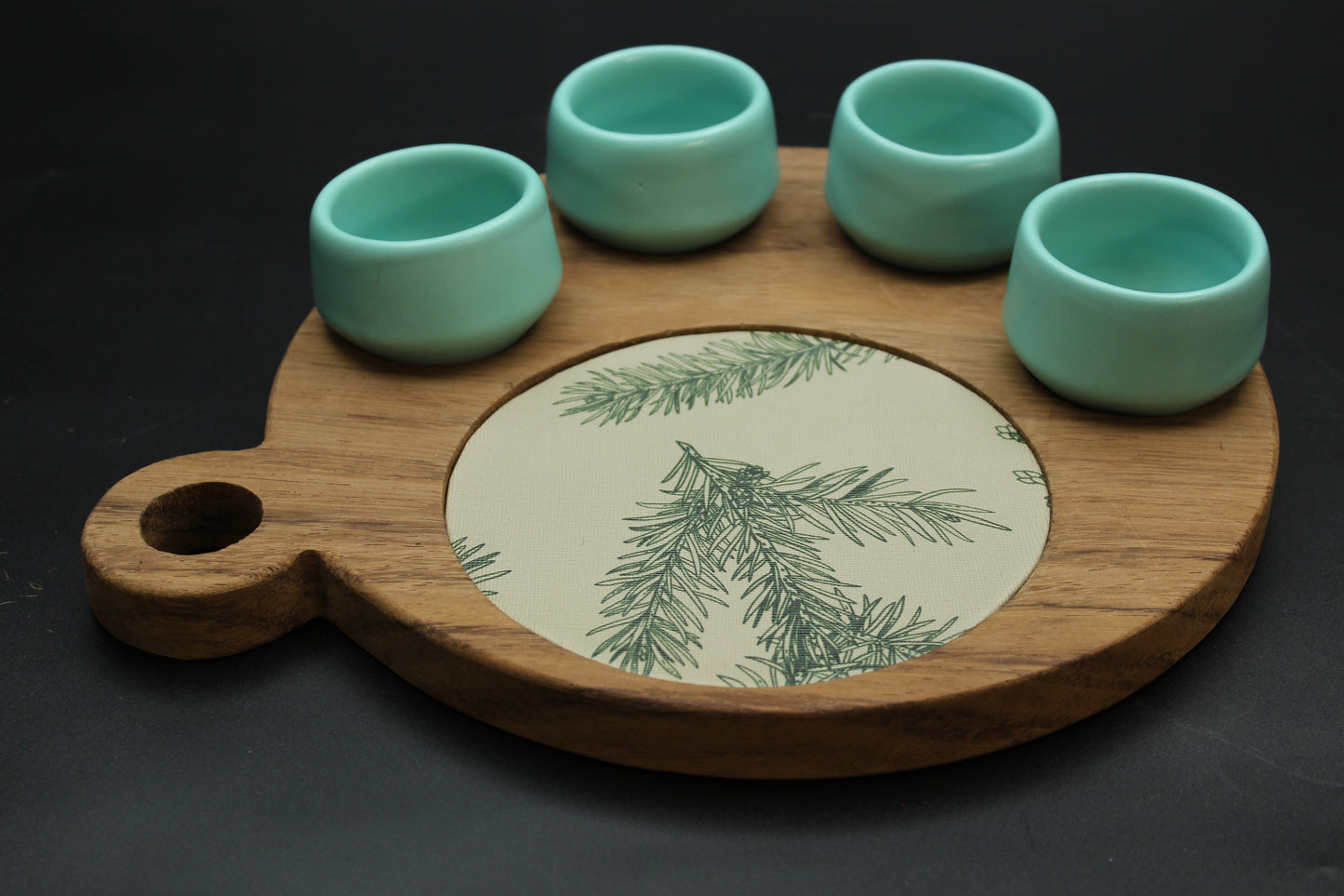 Teal Mezcalero and Floral Wood Tray Set (Set of 4)