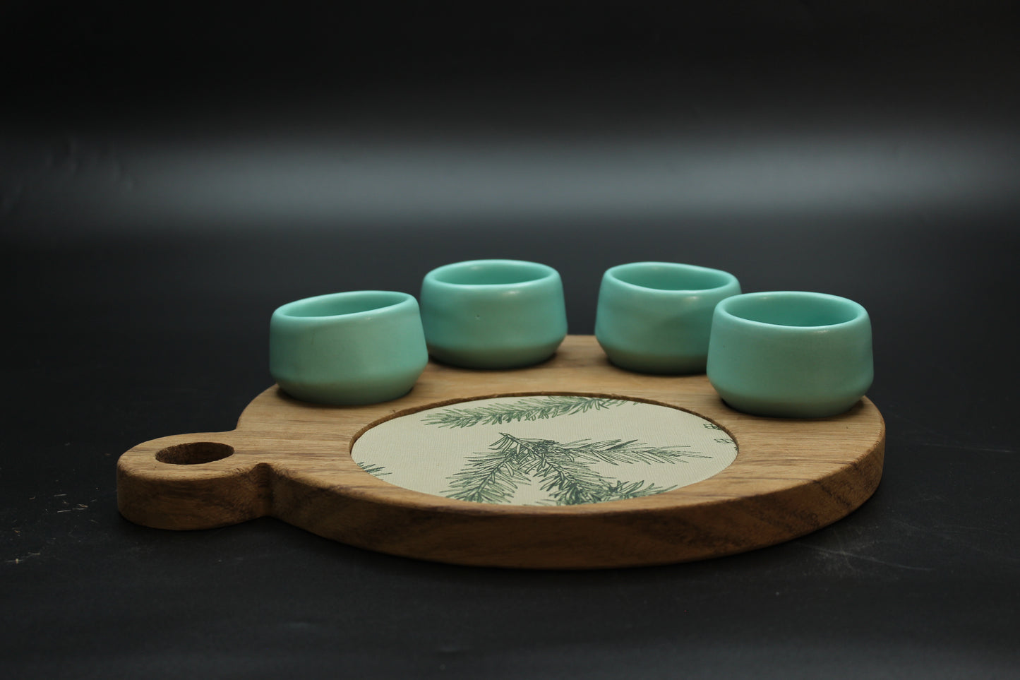 Teal Mezcalero and Floral Wood Tray Set (Set of 4)