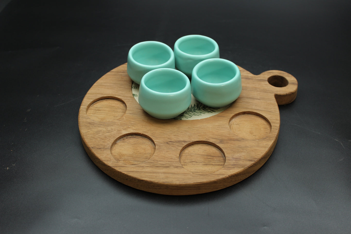 Teal Mezcalero and Floral Wood Tray Set (Set of 4)