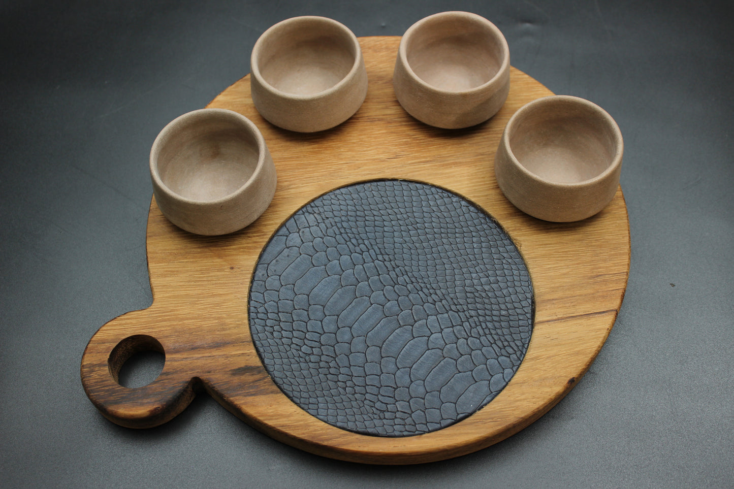 Sand Mezcalero and Blue Snakeskin Wood Tray Set (Set of 4)