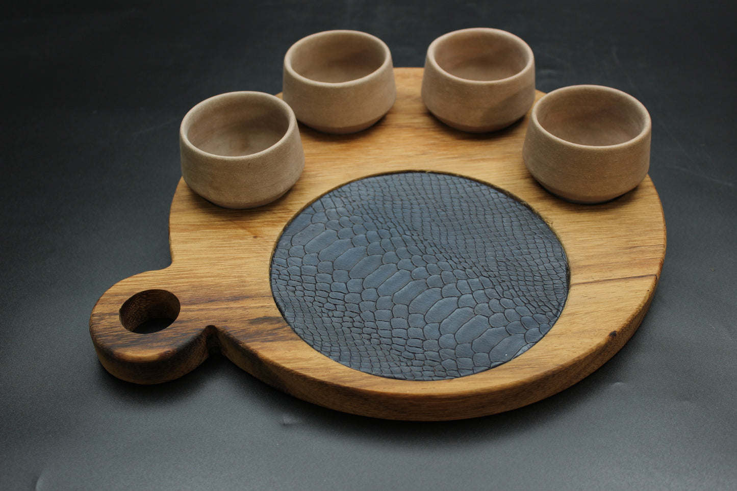 Sand Mezcalero and Blue Snakeskin Wood Tray Set (Set of 4)