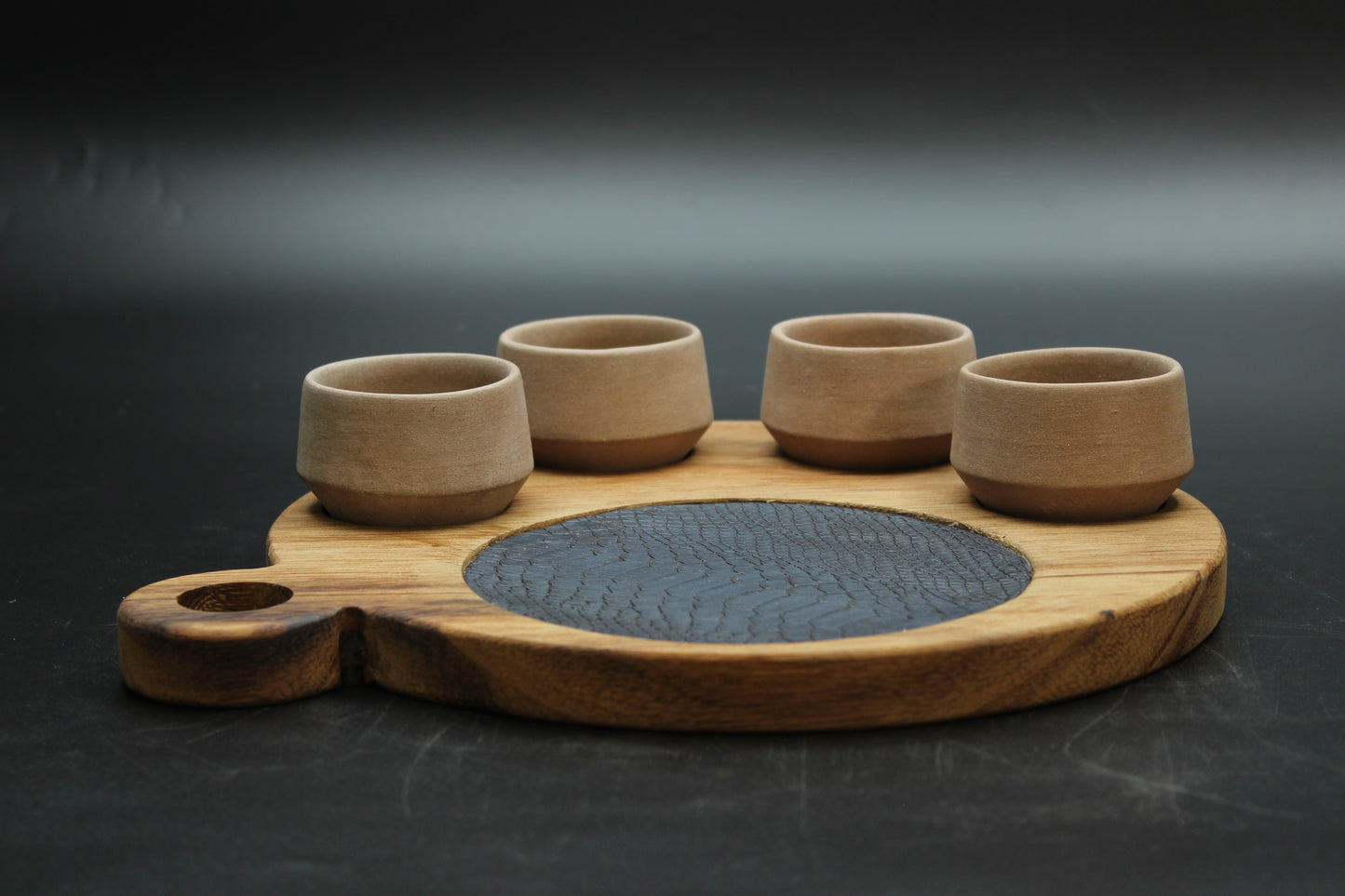 Sand Mezcalero and Blue Snakeskin Wood Tray Set (Set of 4)