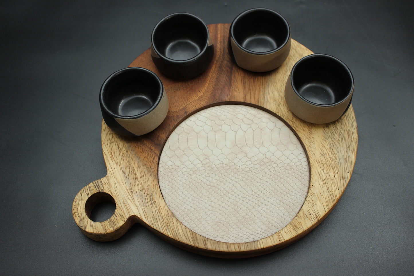 Black Sand Mezcalero & Snakeskin Wood Tray Set (Set of 4)