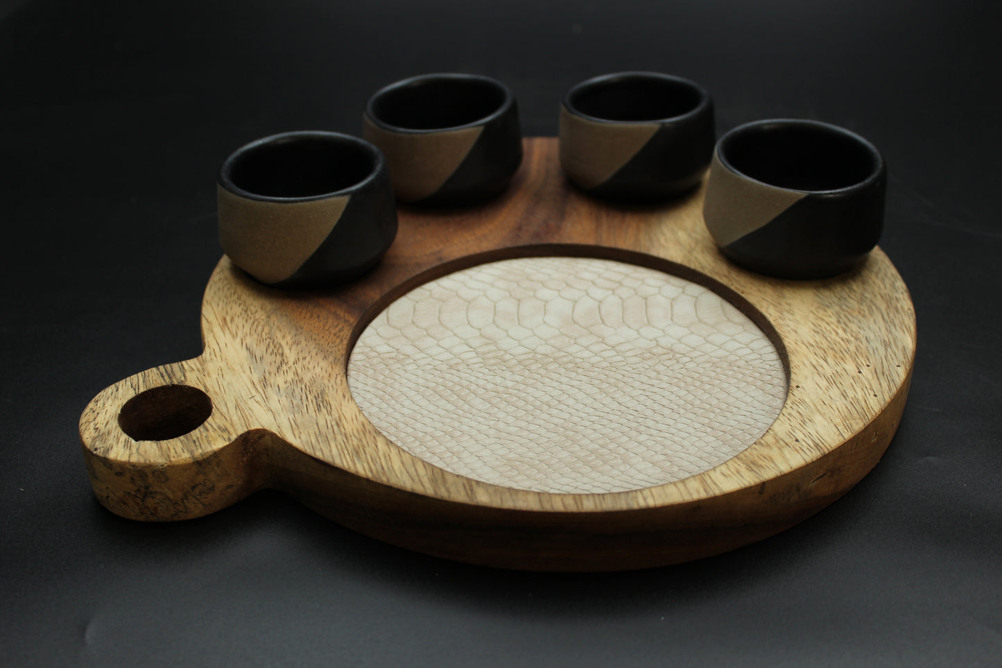 Black Sand Mezcalero & Snakeskin Wood Tray Set (Set of 4)