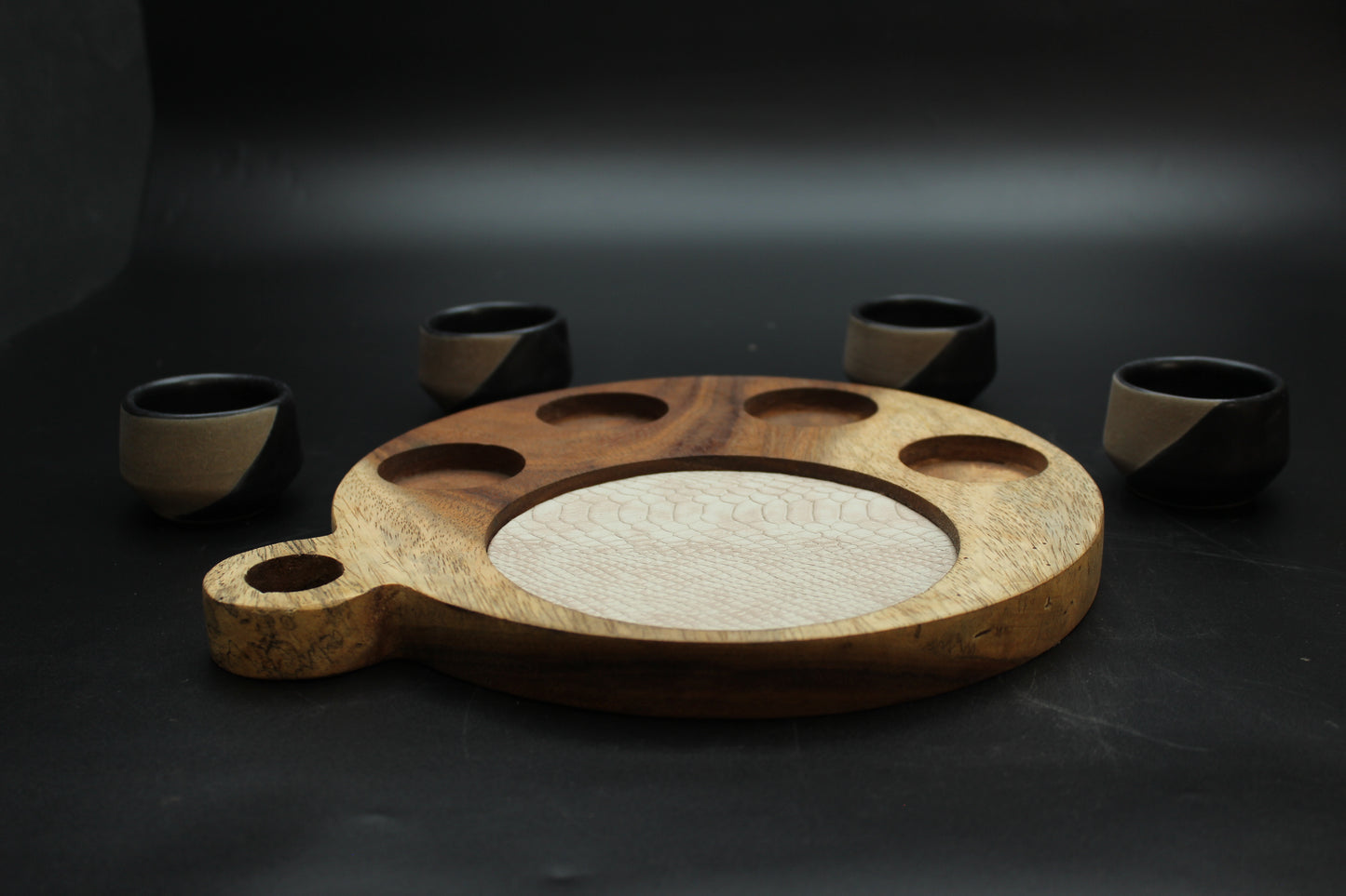 Black Sand Mezcalero & Snakeskin Wood Tray Set (Set of 4)