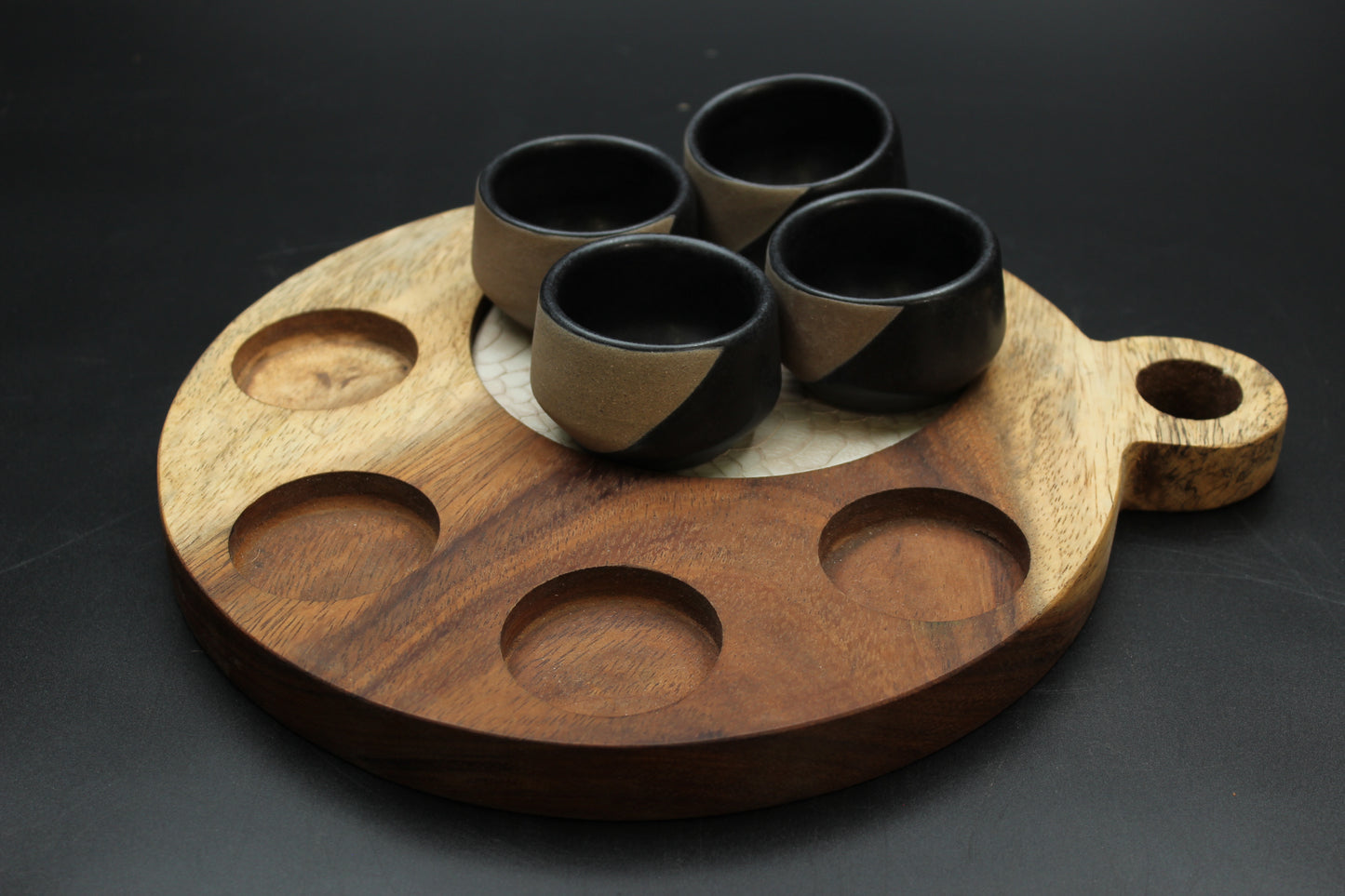 Black Sand Mezcalero & Snakeskin Wood Tray Set (Set of 4)