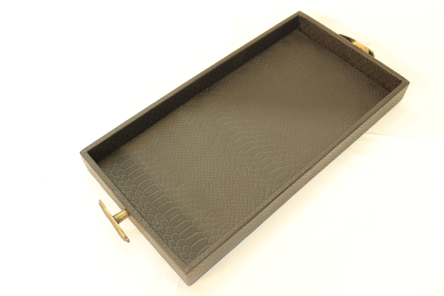 Black Snakeskin Serving Tray w/ Corncob Handles