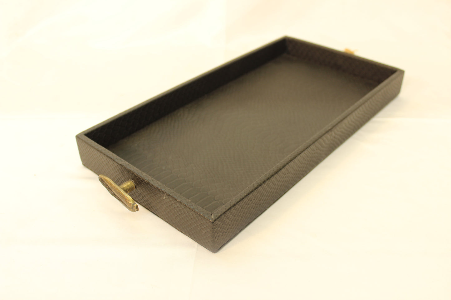 Black Snakeskin Serving Tray w/ Corncob Handles