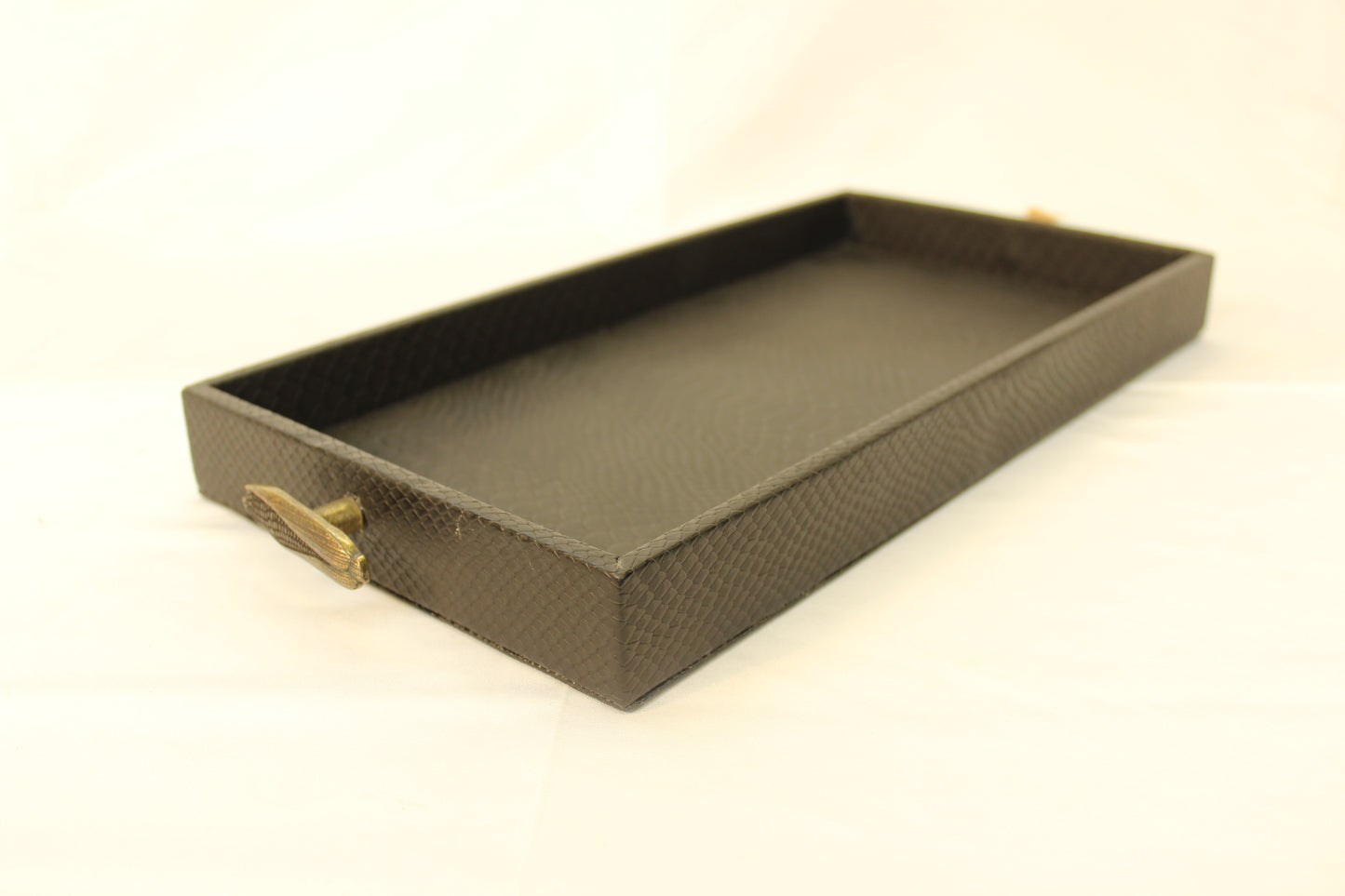 Black Snakeskin Serving Tray w/ Corncob Handles