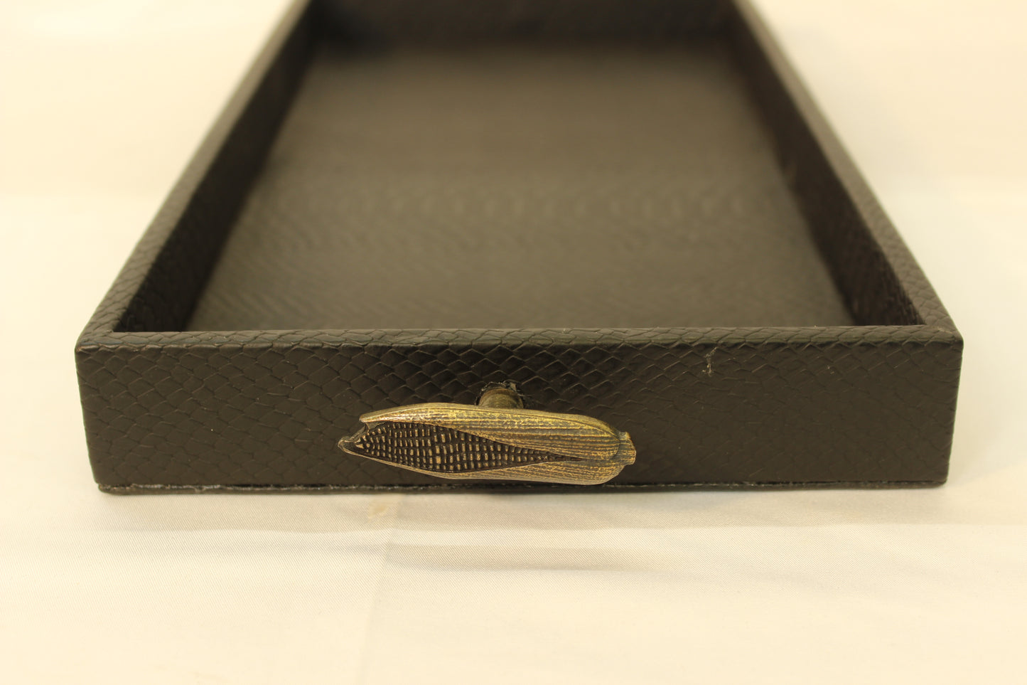 Black Snakeskin Serving Tray w/ Corncob Handles